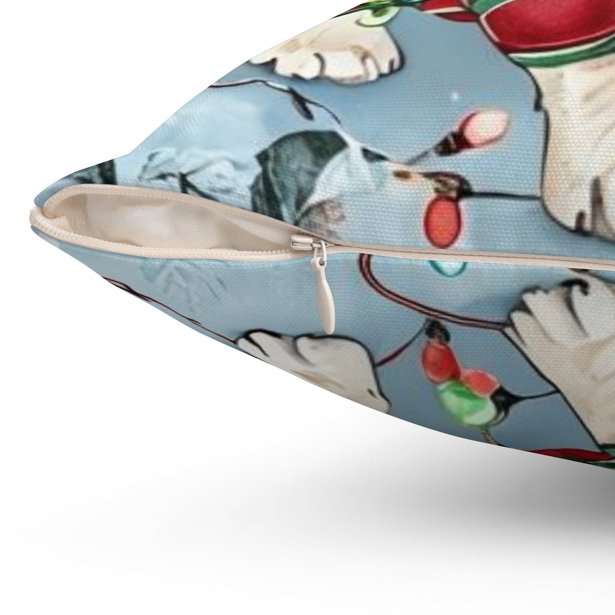 “Holiday Bulldog Wonderland” Christmas pillow (French)