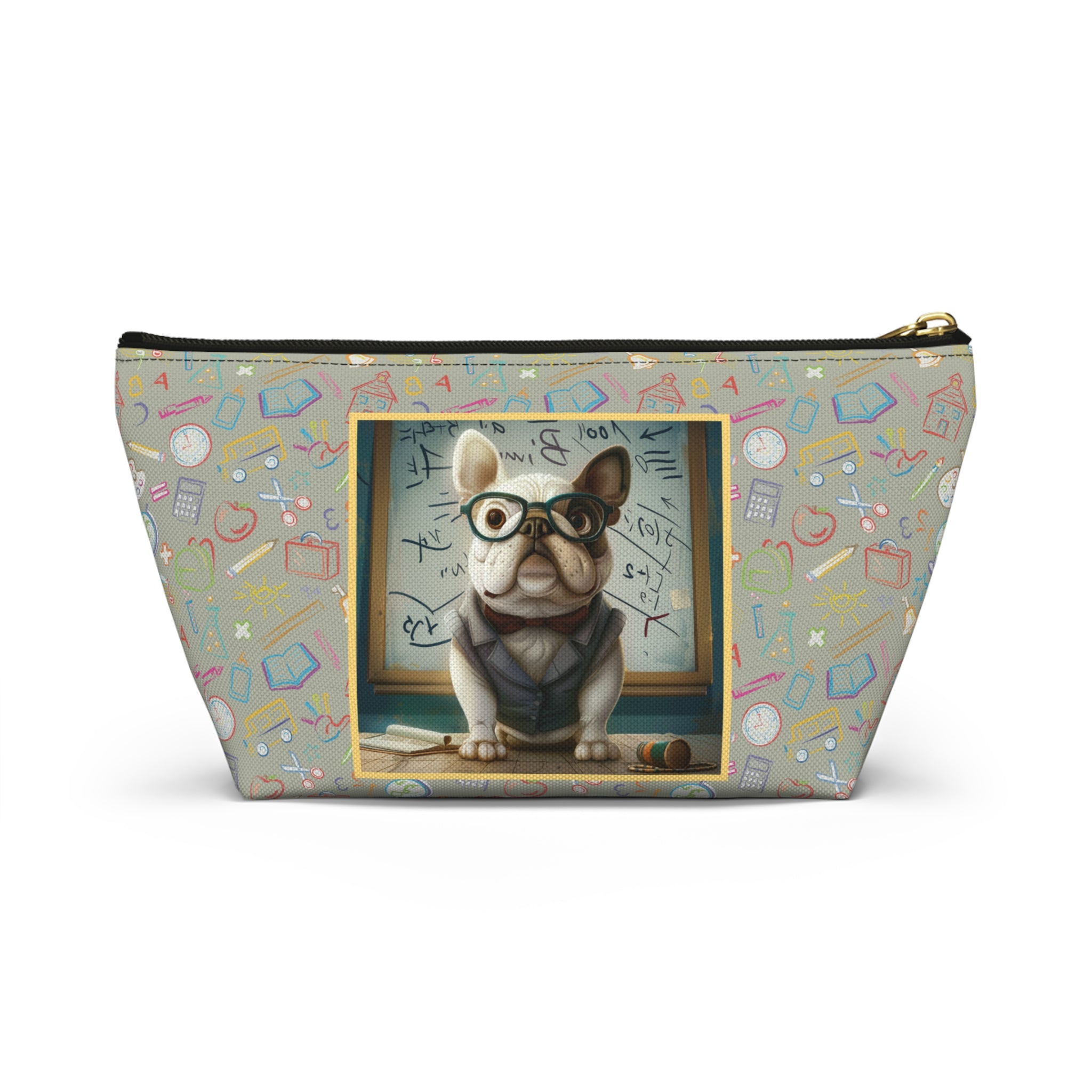 Smarty Paws Back-to-School Bulldog Accessory Pouch back view - French Bulldog mom bags | Tipsy Bully