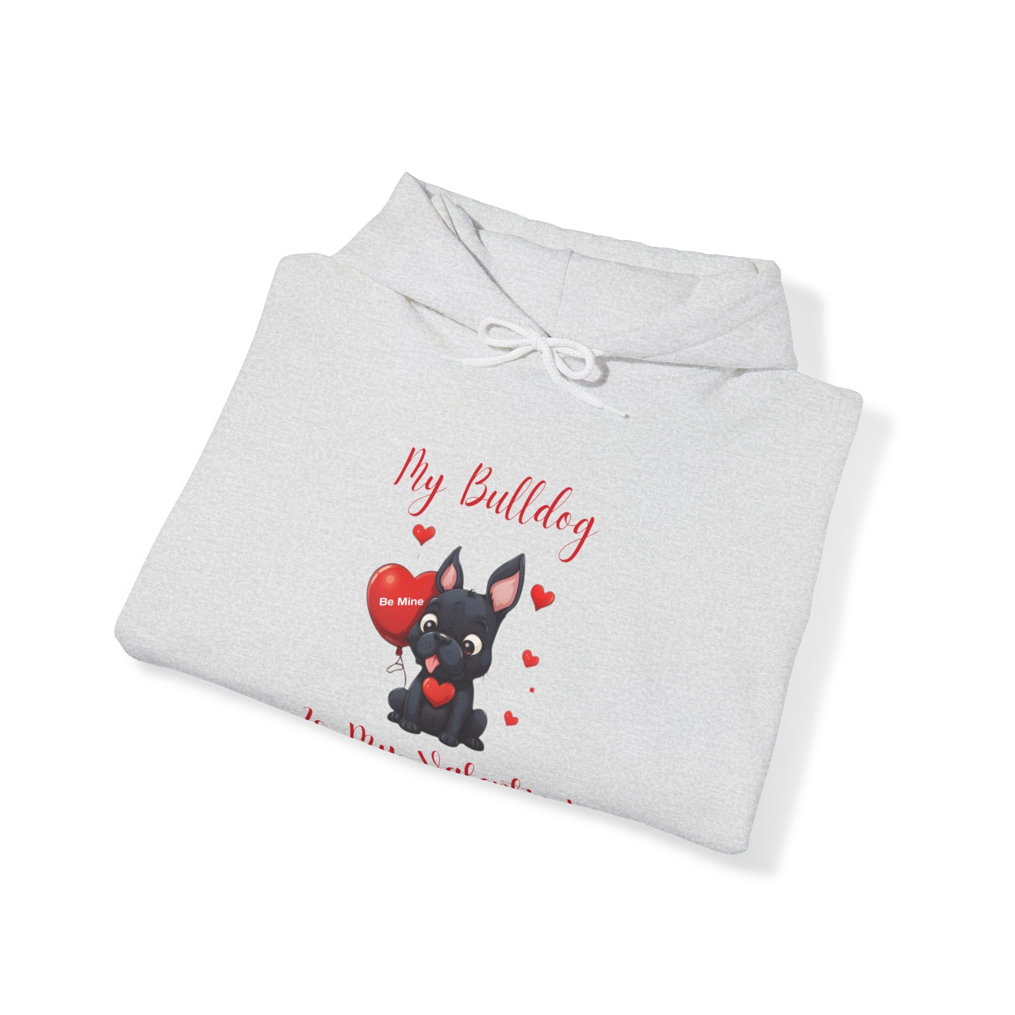 My Bulldog Is My Valentine" - Customizable Bulldog Valentine's Day Hoodie from Tipsy Bully (French/Black)