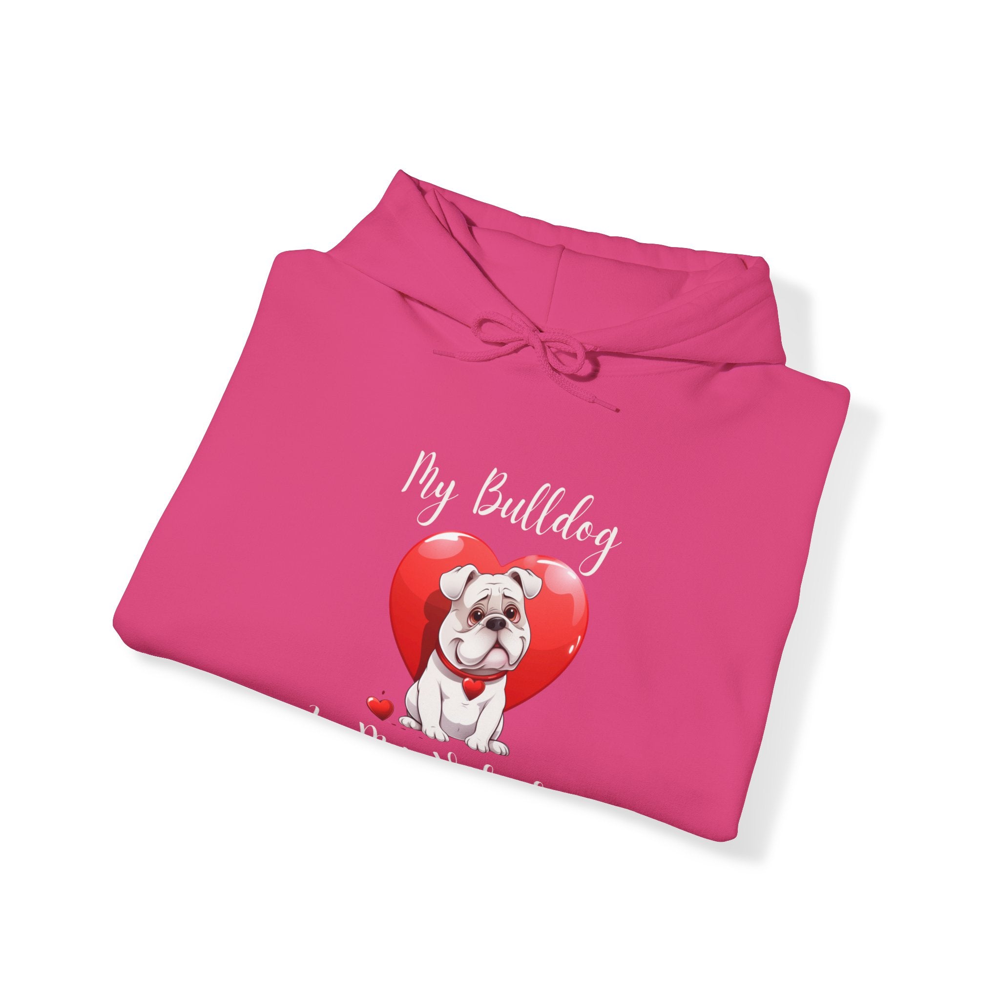 My Bulldog Is My Valentine - Customizable Bulldog Valentine's Day Hoodie from Tipsy Bully (English/White)