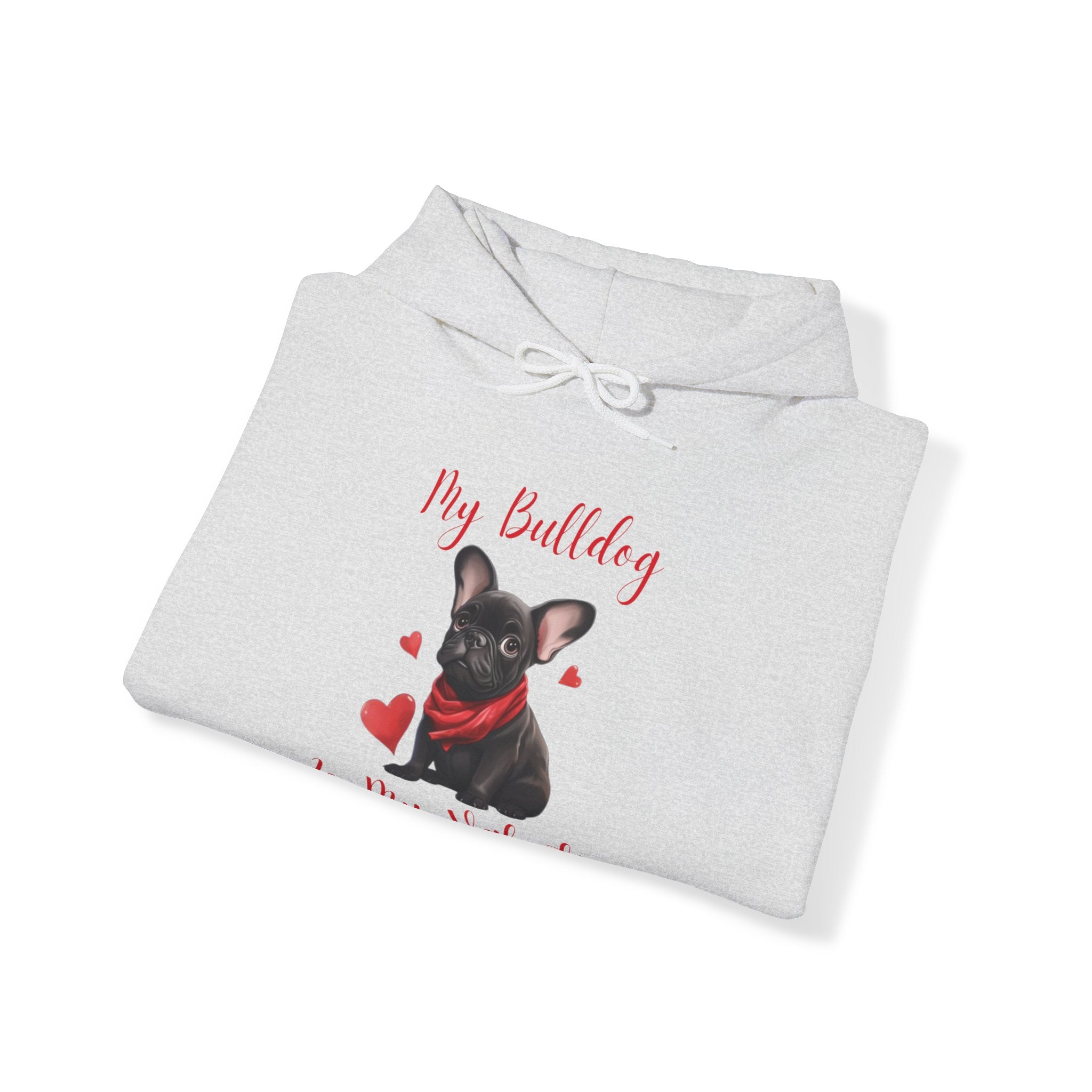 My Bulldog Is My Valentine" - Customizable Bulldog Valentine's Day Hoodie from Tipsy Bully (French/Black)
