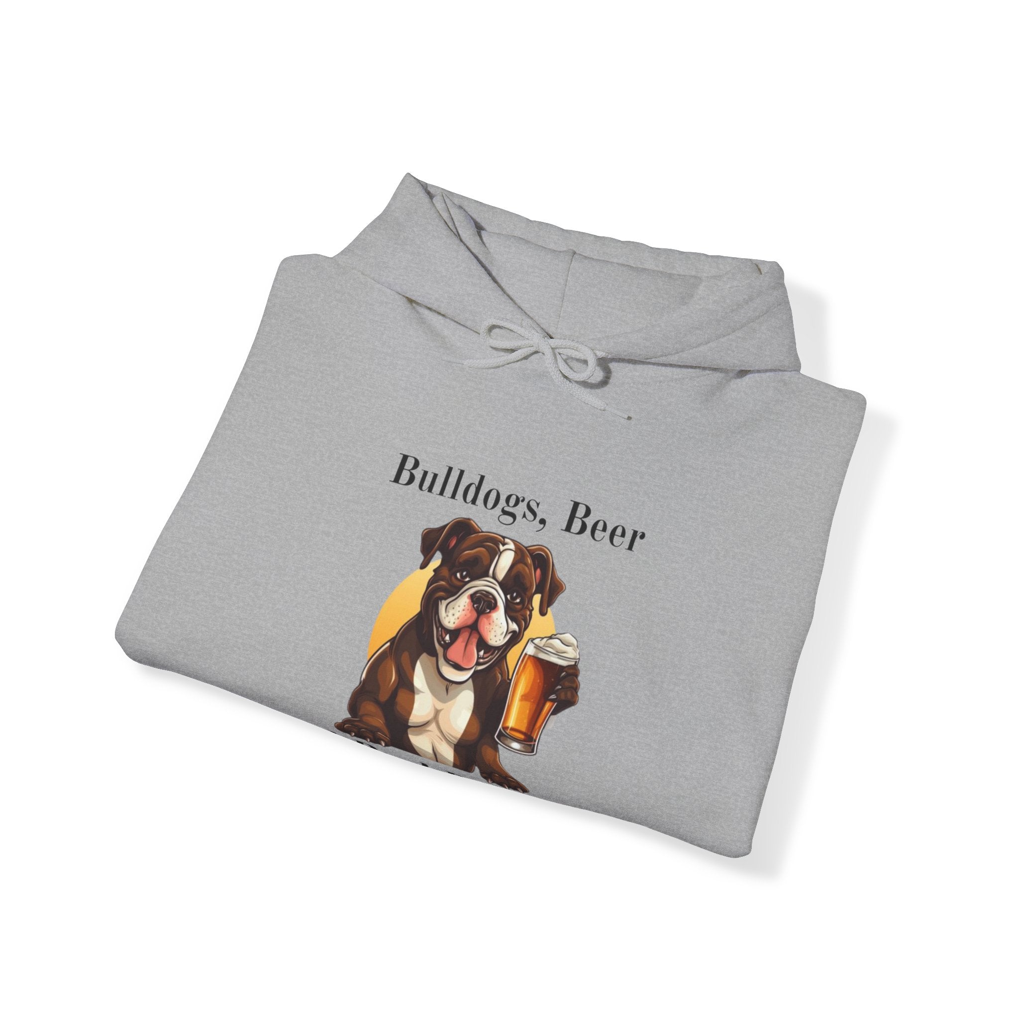 Bulldogs, Beer, and Bad Decisions" Hoodie - Your Go-To Gear for Mischievous Times! (American/Brown)