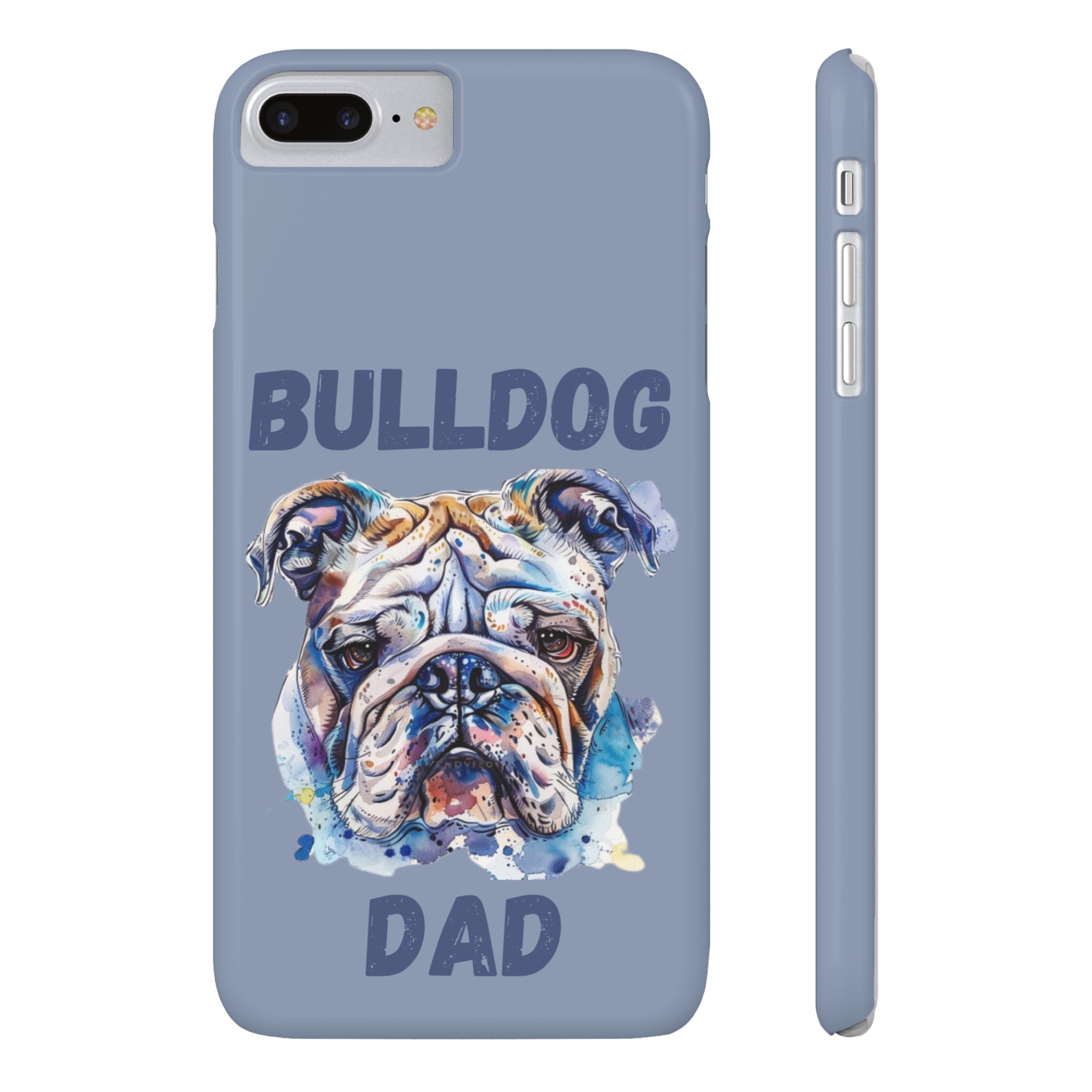 Bulldog Dad iPhone Cases (English/Watercolor)