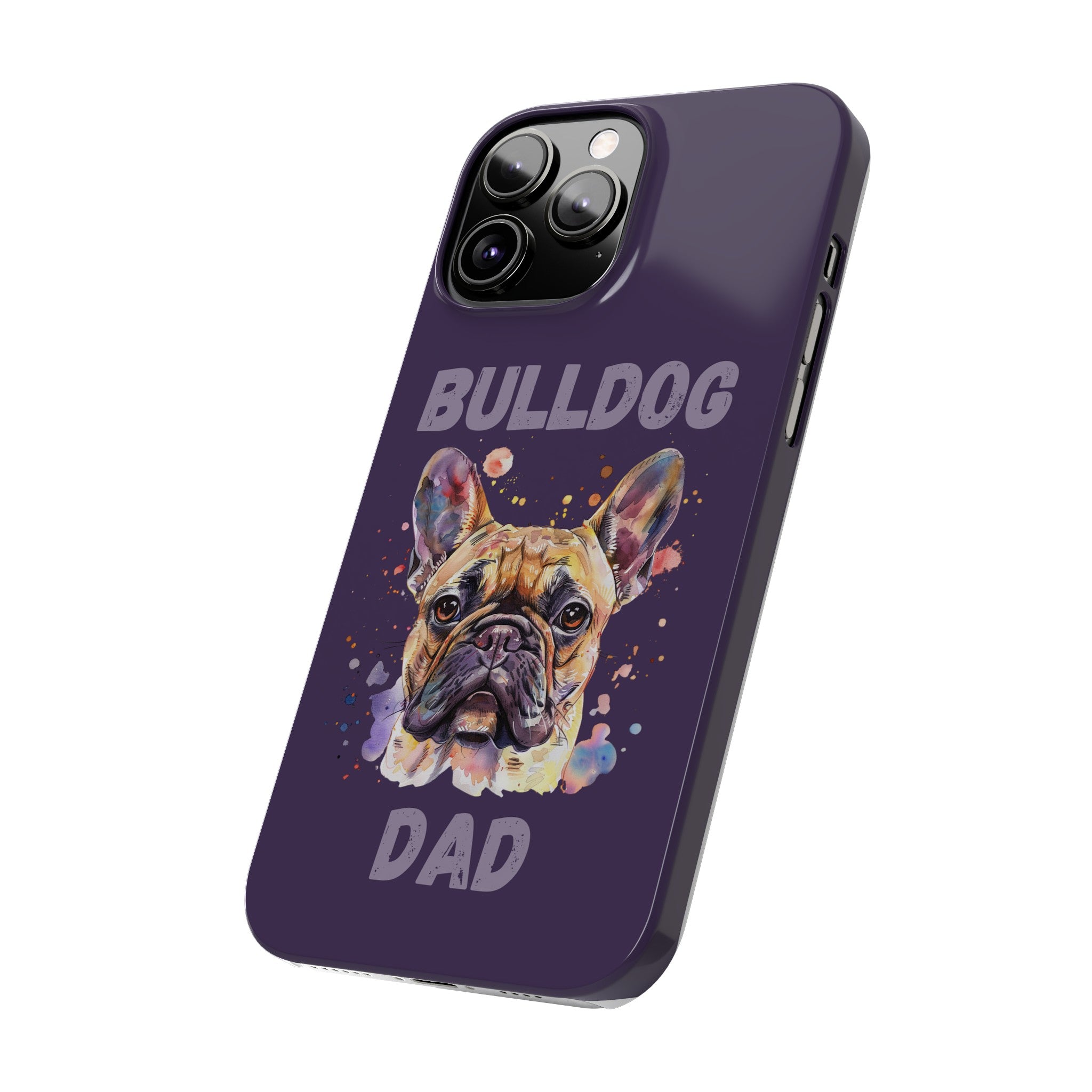 Bulldog Dad iPhone Cases (French/Purple)