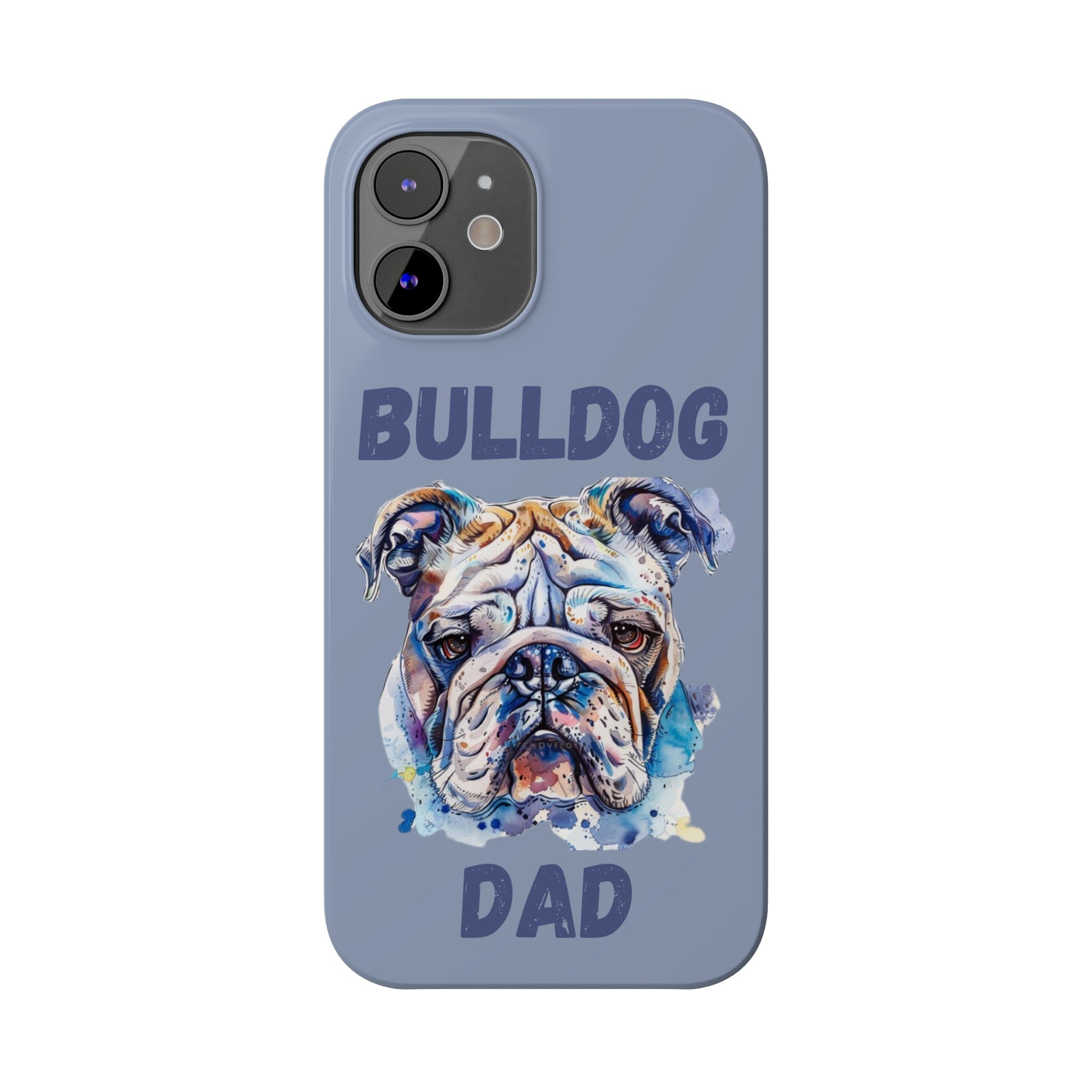 Bulldog Dad iPhone Cases (English/Watercolor)