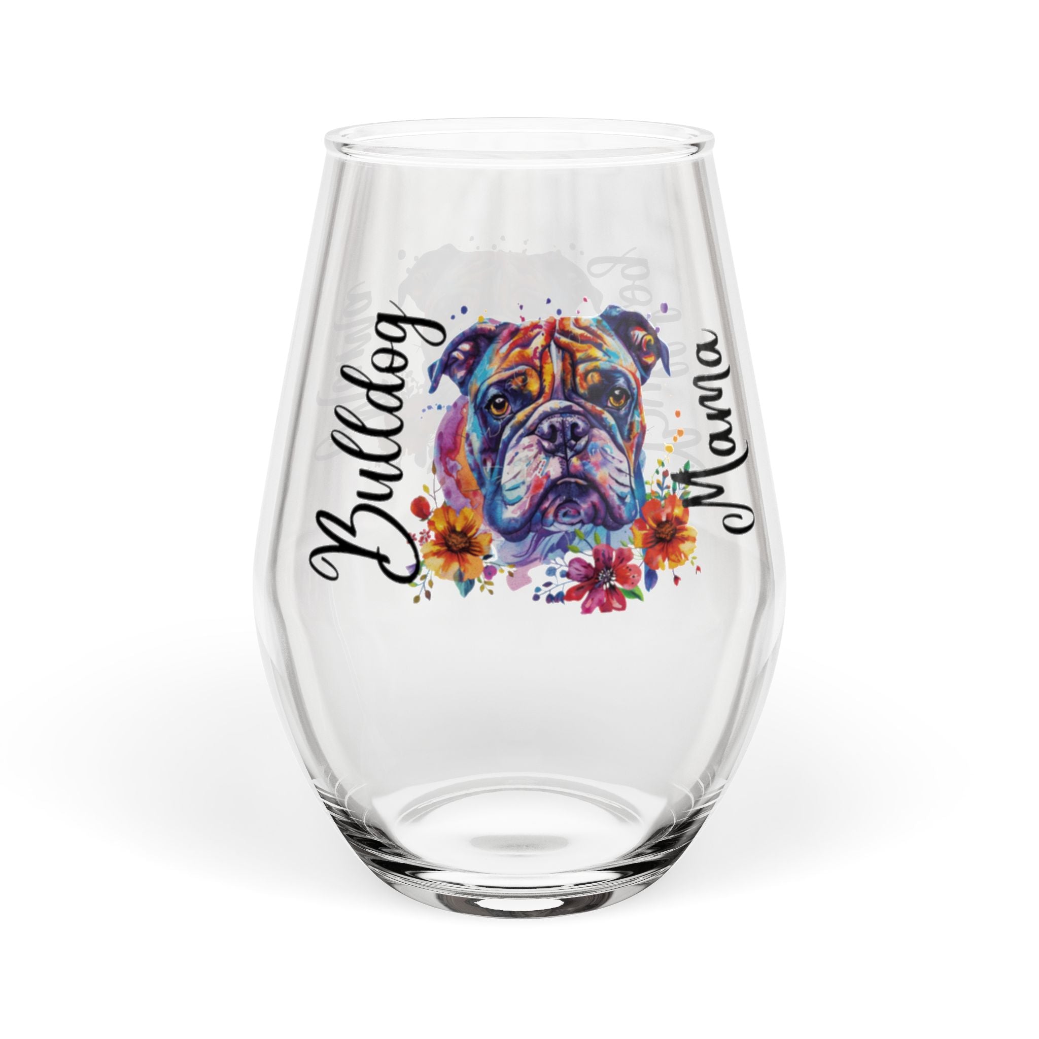 Bulldog Mama Stemless Wine Glass (English1)