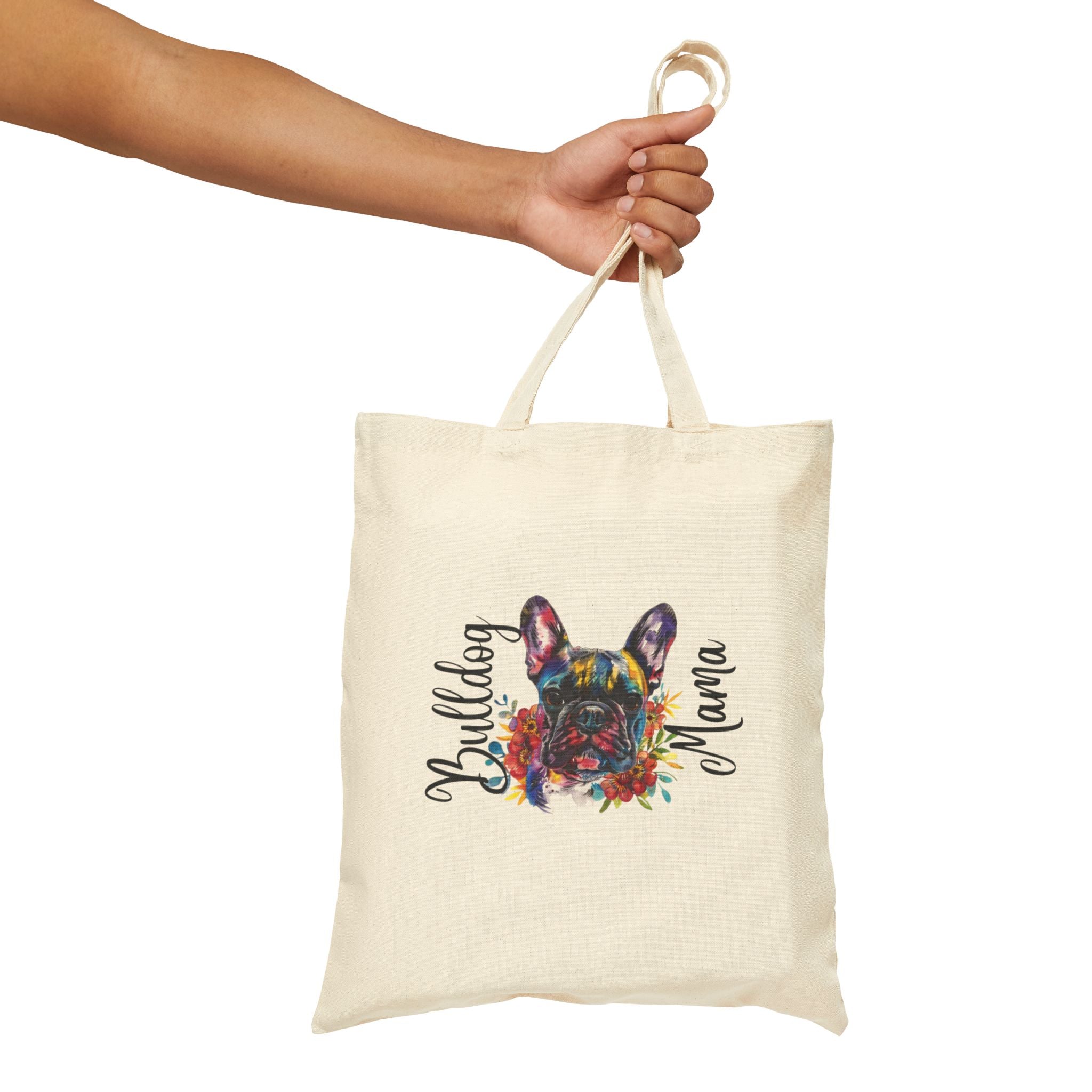 Bulldog Mama Cotton Canvas Tote Bag (French1)