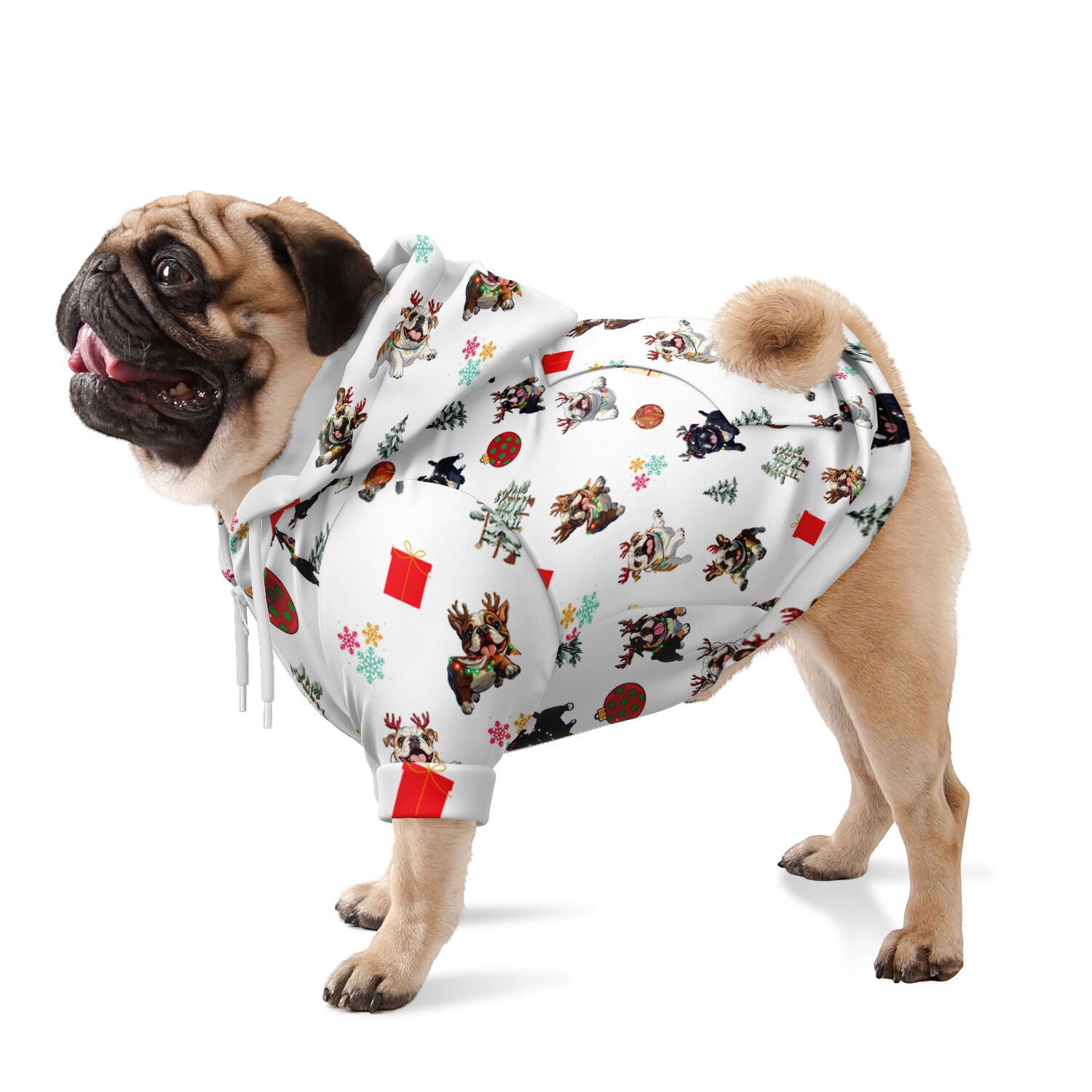 "Jolly Bulldog" Christmas Dog Hoodie (English)