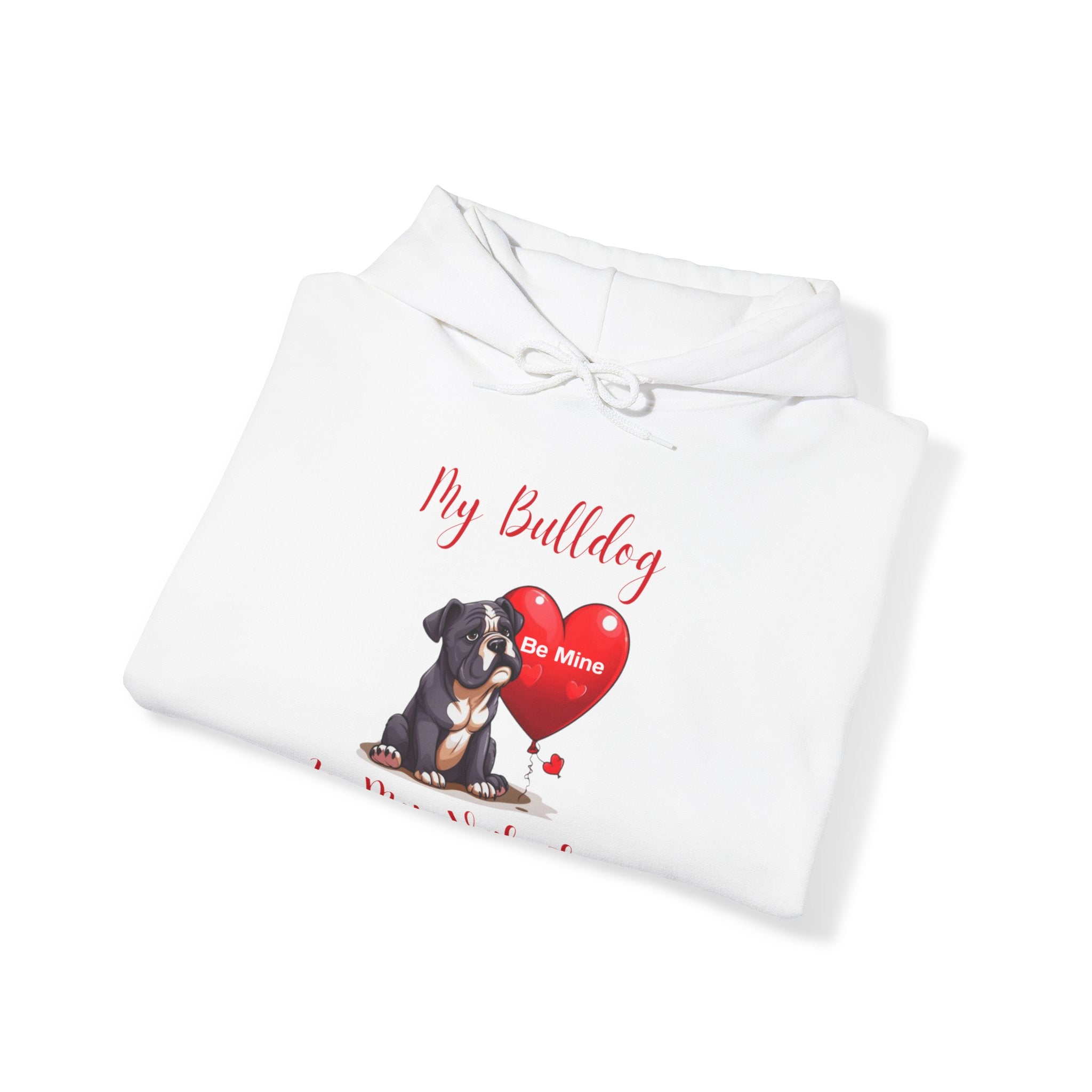 My Bulldog Is My Valentine- Customizable Bulldog Valentine's Day Hoodie from Tipsy Bully (English/Black)