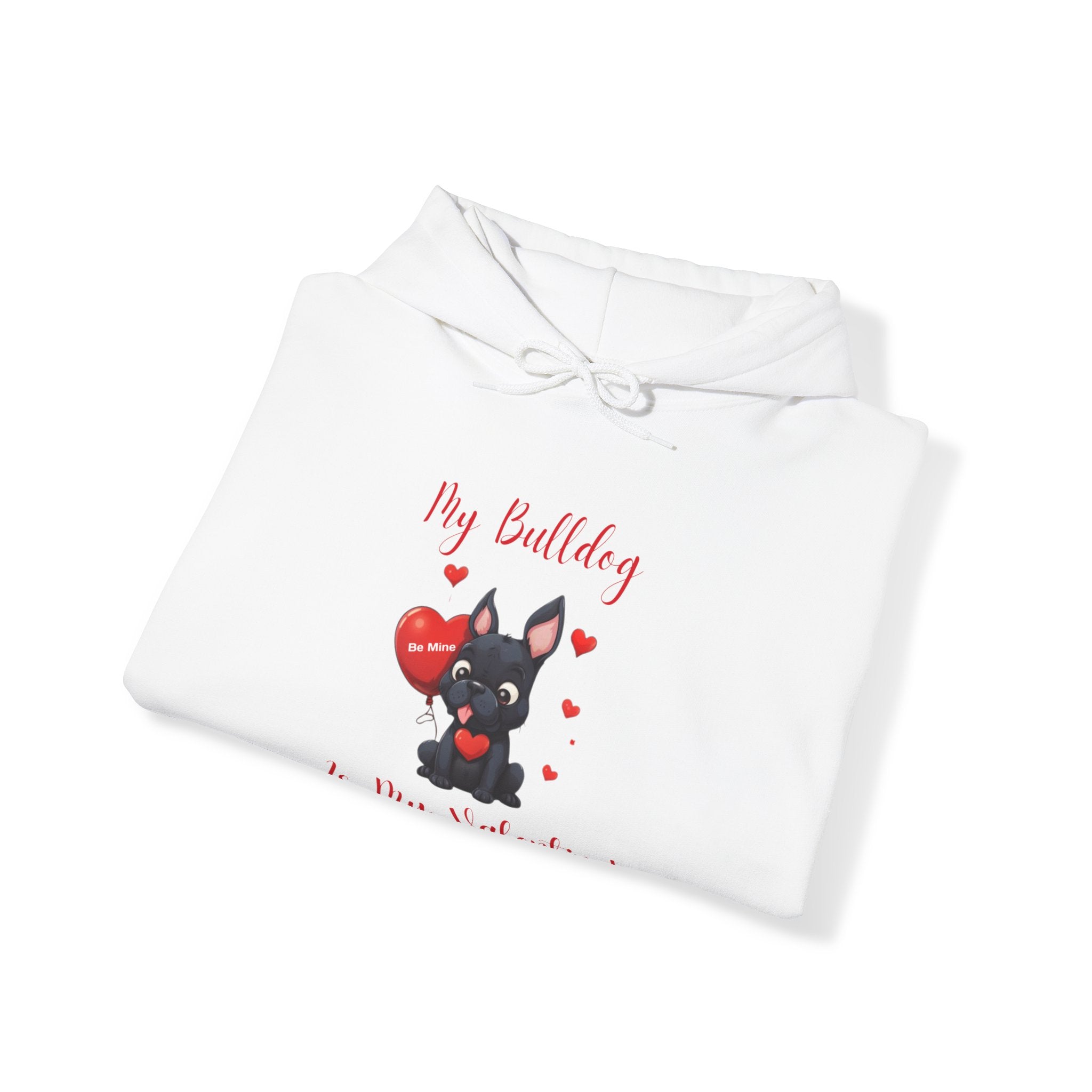 My Bulldog Is My Valentine" - Customizable Bulldog Valentine's Day Hoodie from Tipsy Bully (French/Black)
