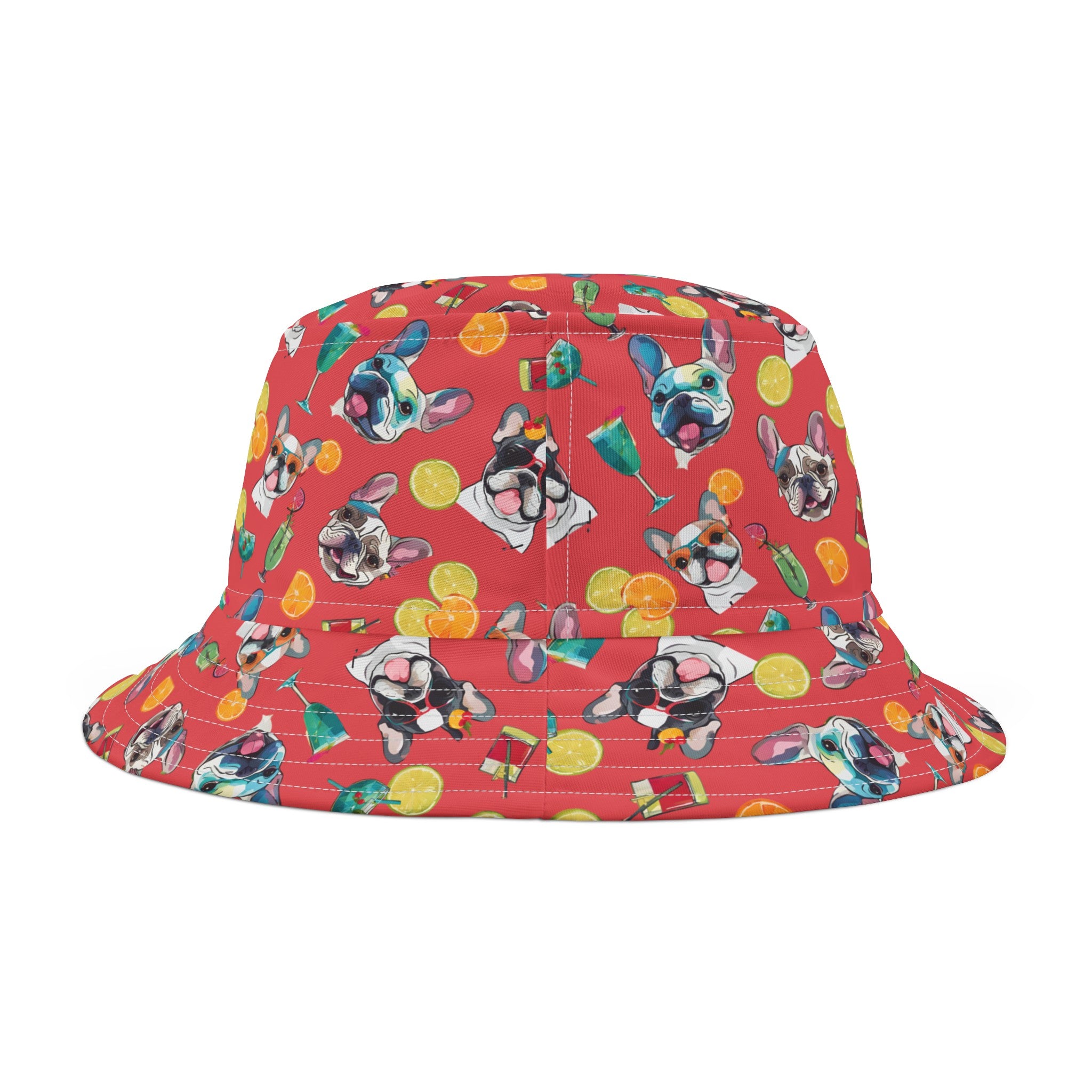 Tipsy Bully Unisex Summer Cocktail Bucket Hat (French/Pinkish Red)