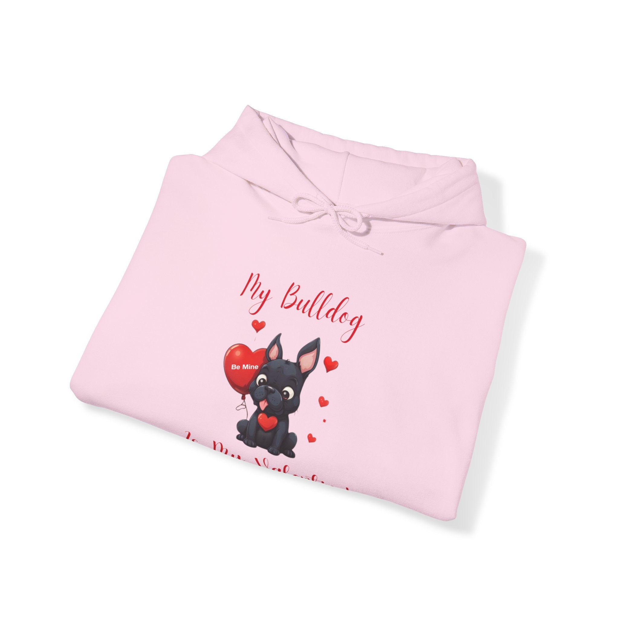 My Bulldog Is My Valentine" - Customizable Bulldog Valentine's Day Hoodie from Tipsy Bully (French/Black)