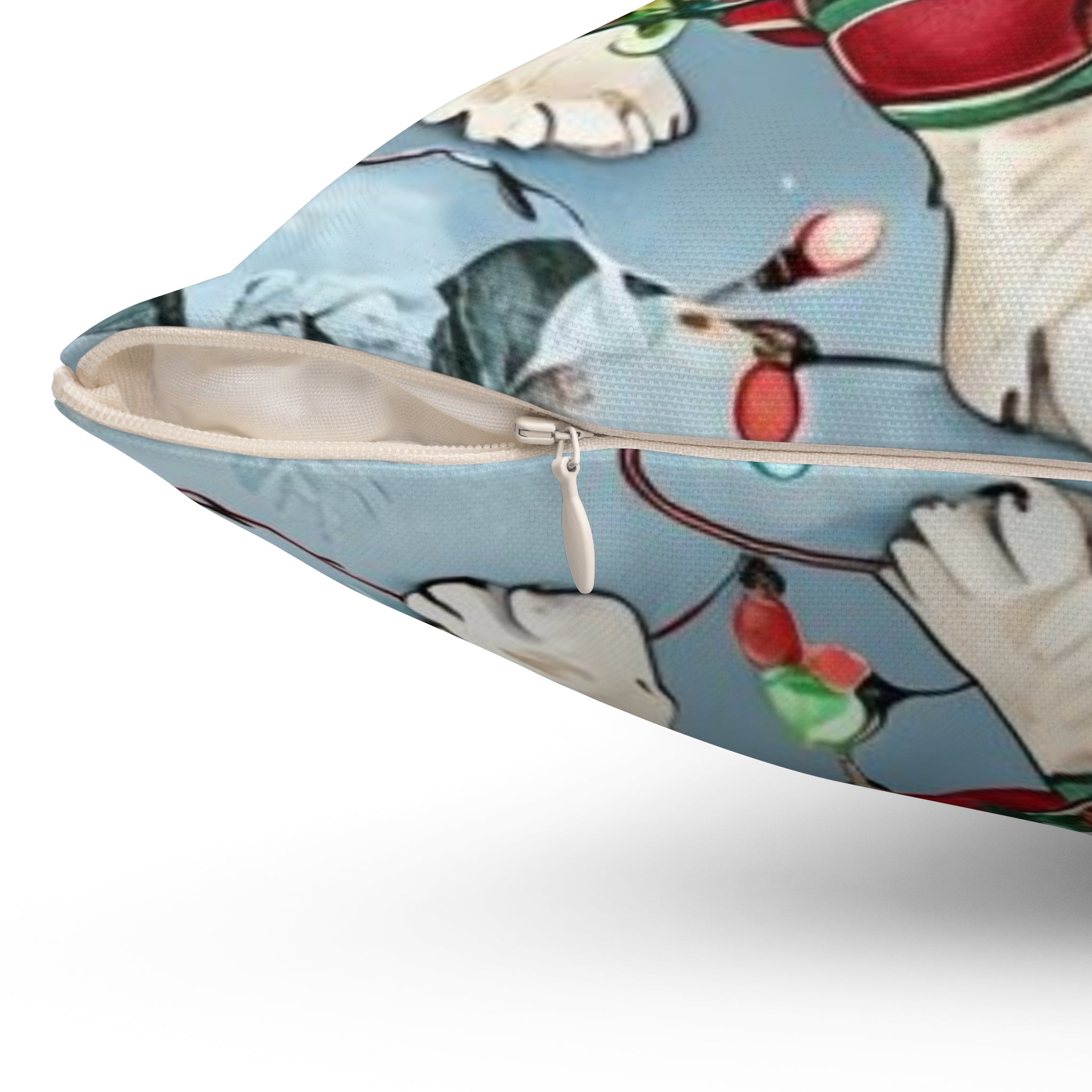 “Holiday Bulldog Wonderland” Christmas pillow (French)
