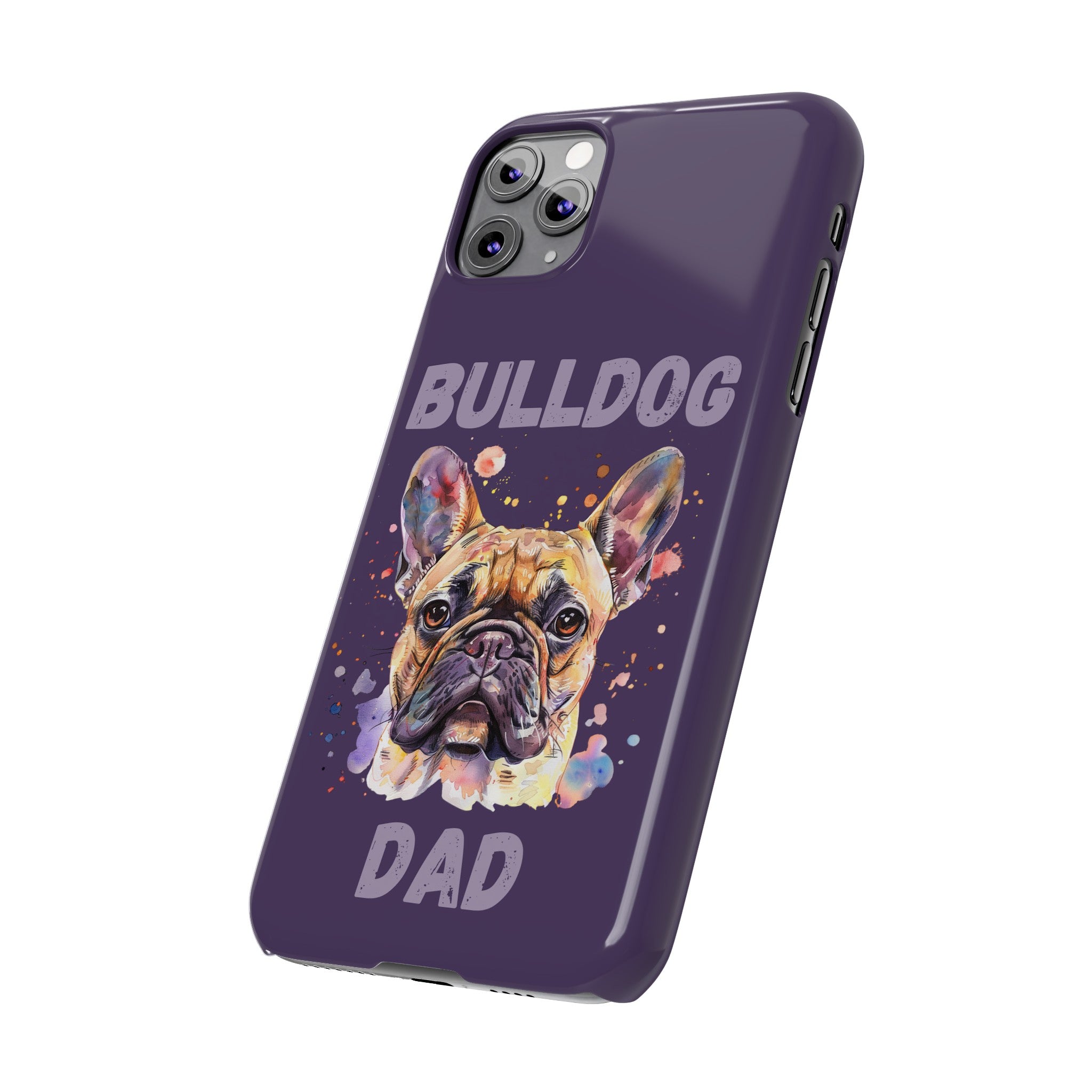 Bulldog Dad iPhone Cases (French/Purple)