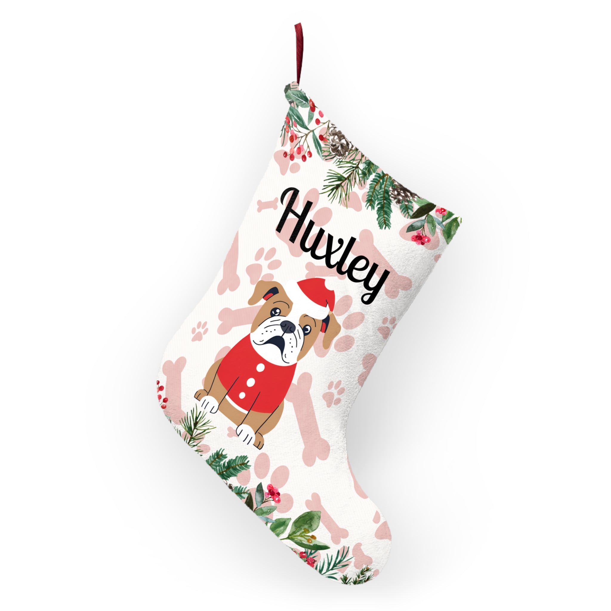 Personalized Bulldog Christmas Stockings (English)
