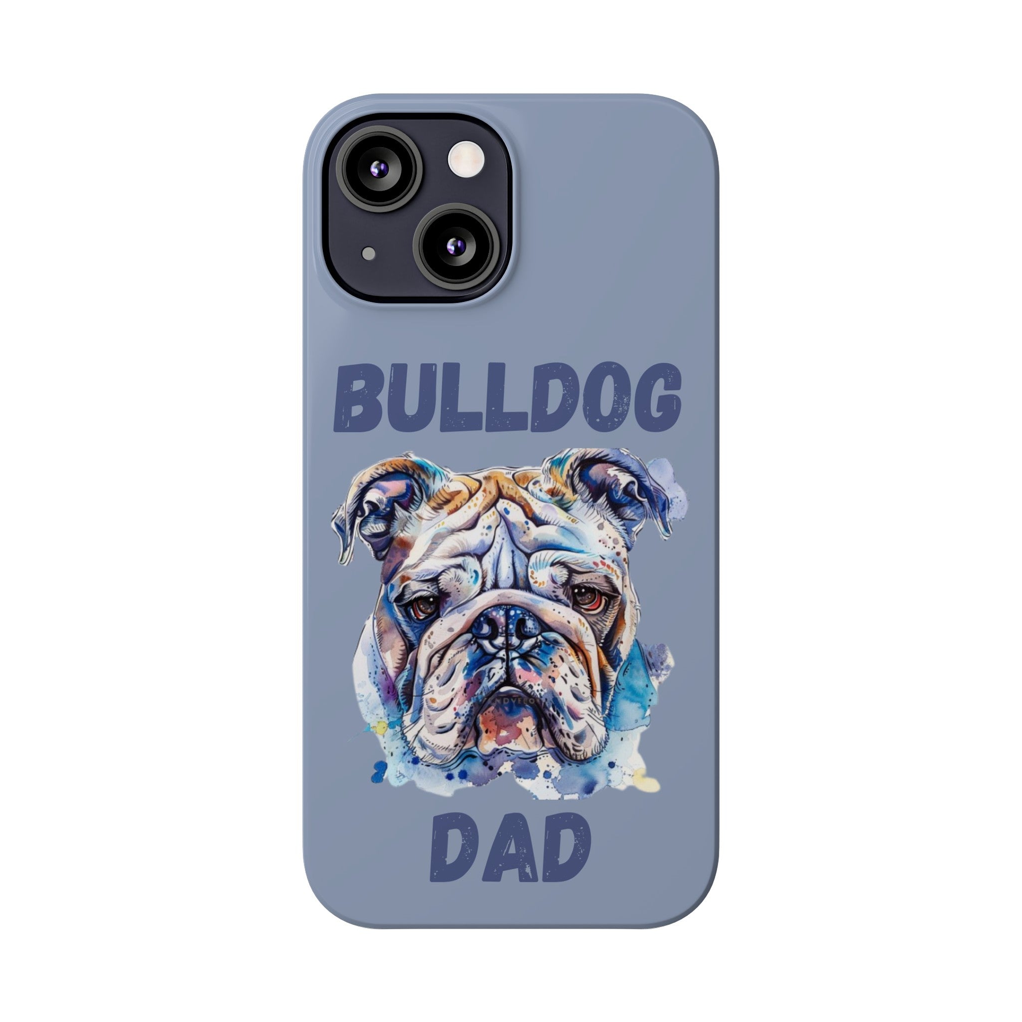 Bulldog Dad iPhone Cases (English/Watercolor)
