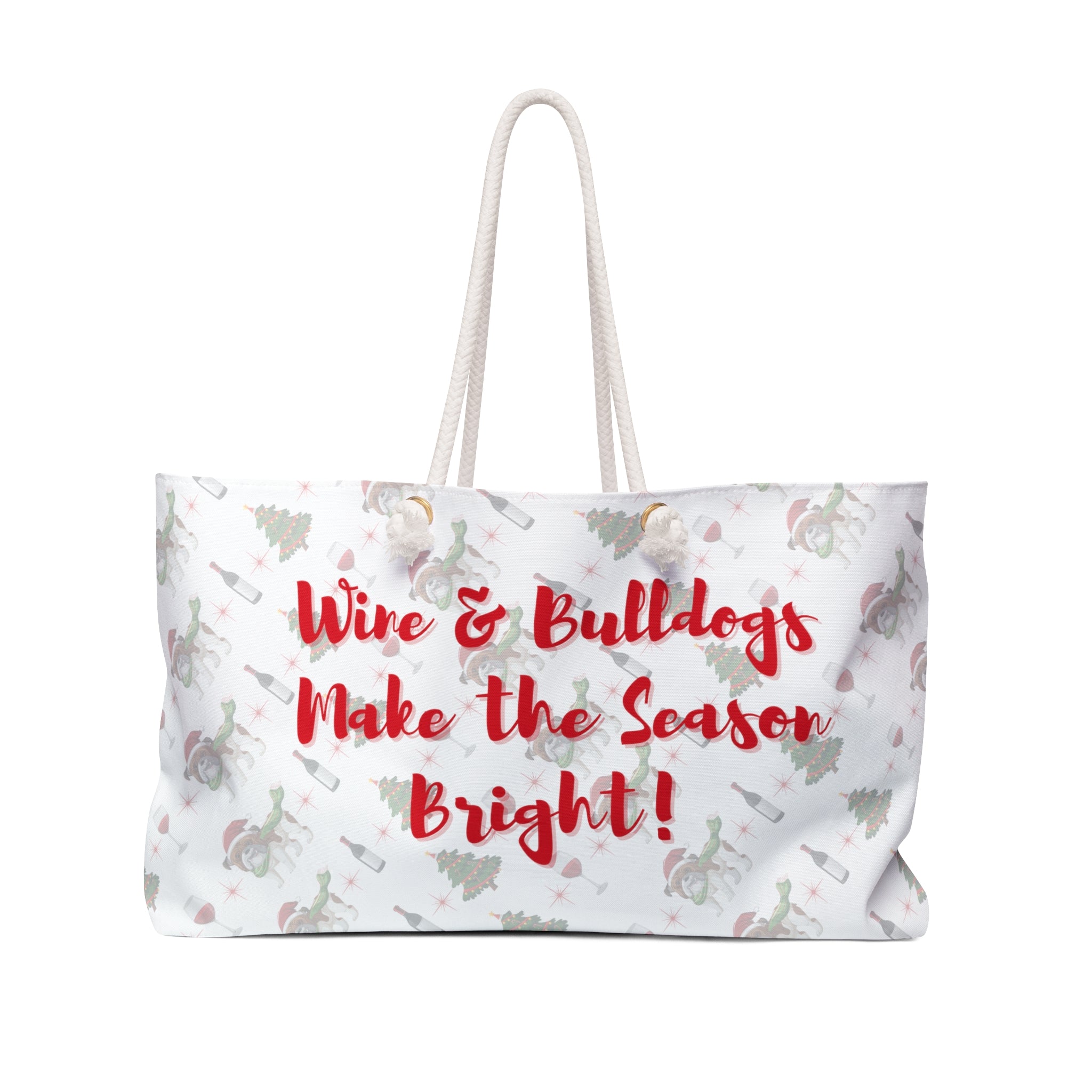 Tipsy Bully's "Wine & Bulldogs Make the Season Bright" Christmas Weekender Bag
