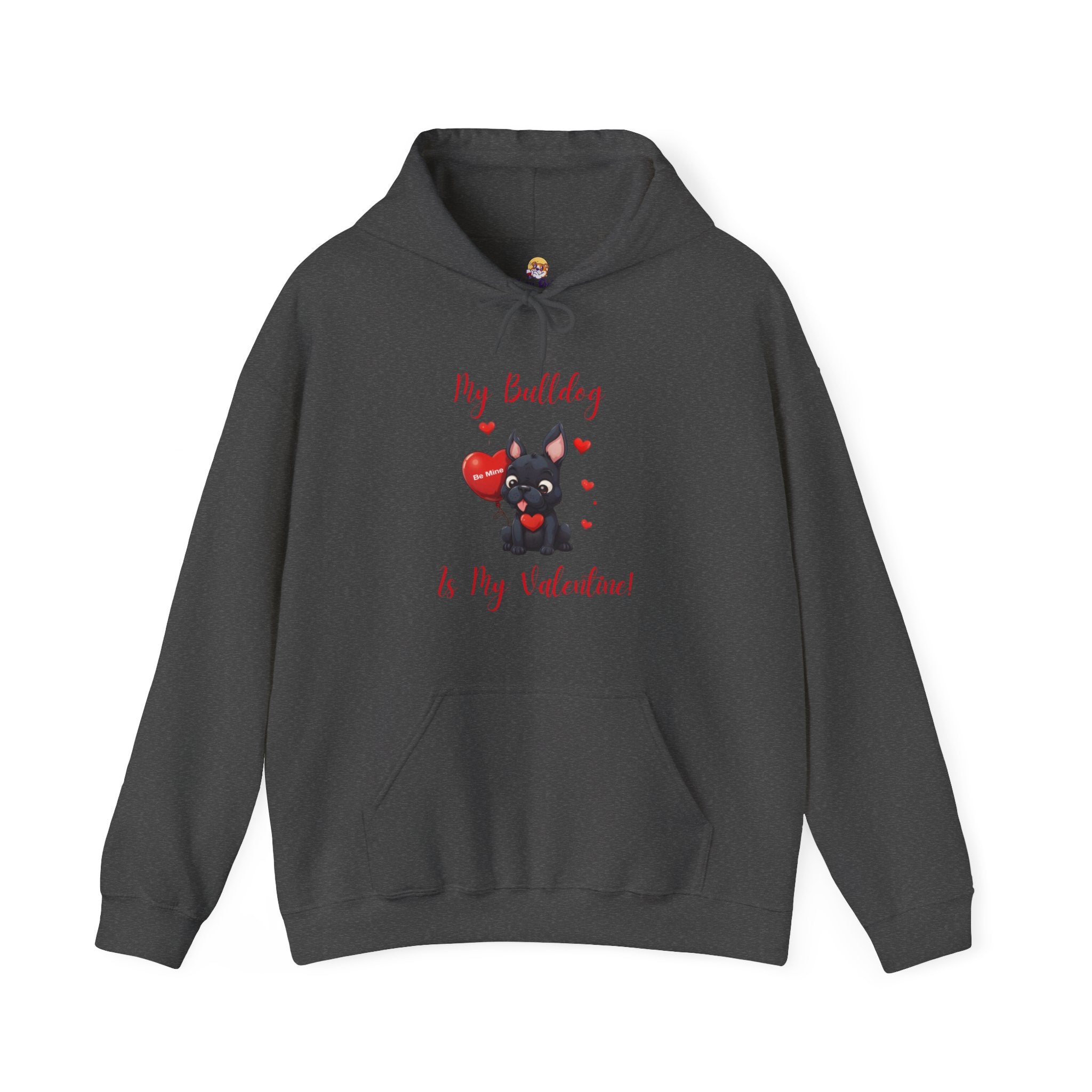 My Bulldog Is My Valentine" - Customizable Bulldog Valentine's Day Hoodie from Tipsy Bully (French/Black)