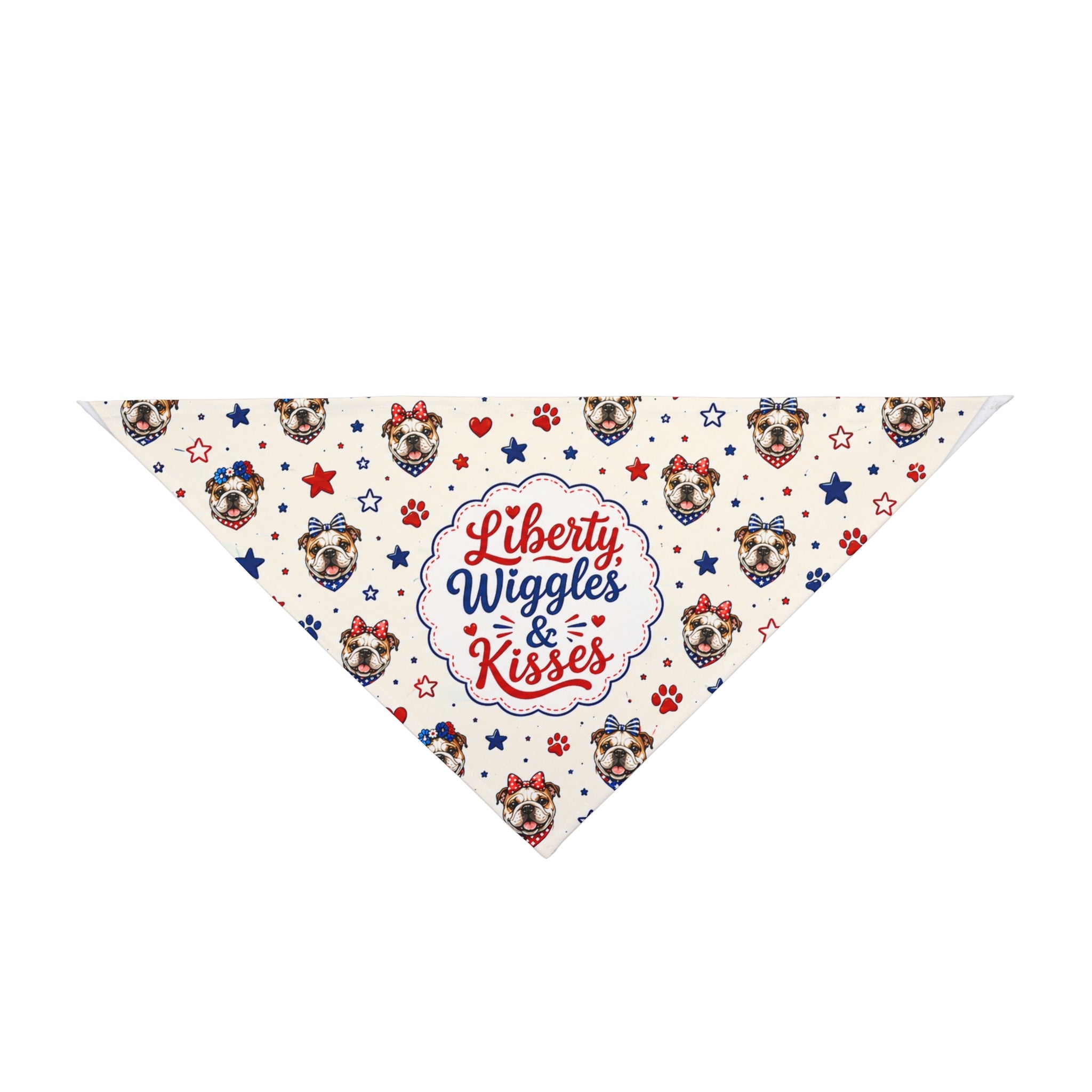 Liberty, Wiggles & Kisses 4th of July Dog Bandana (English)