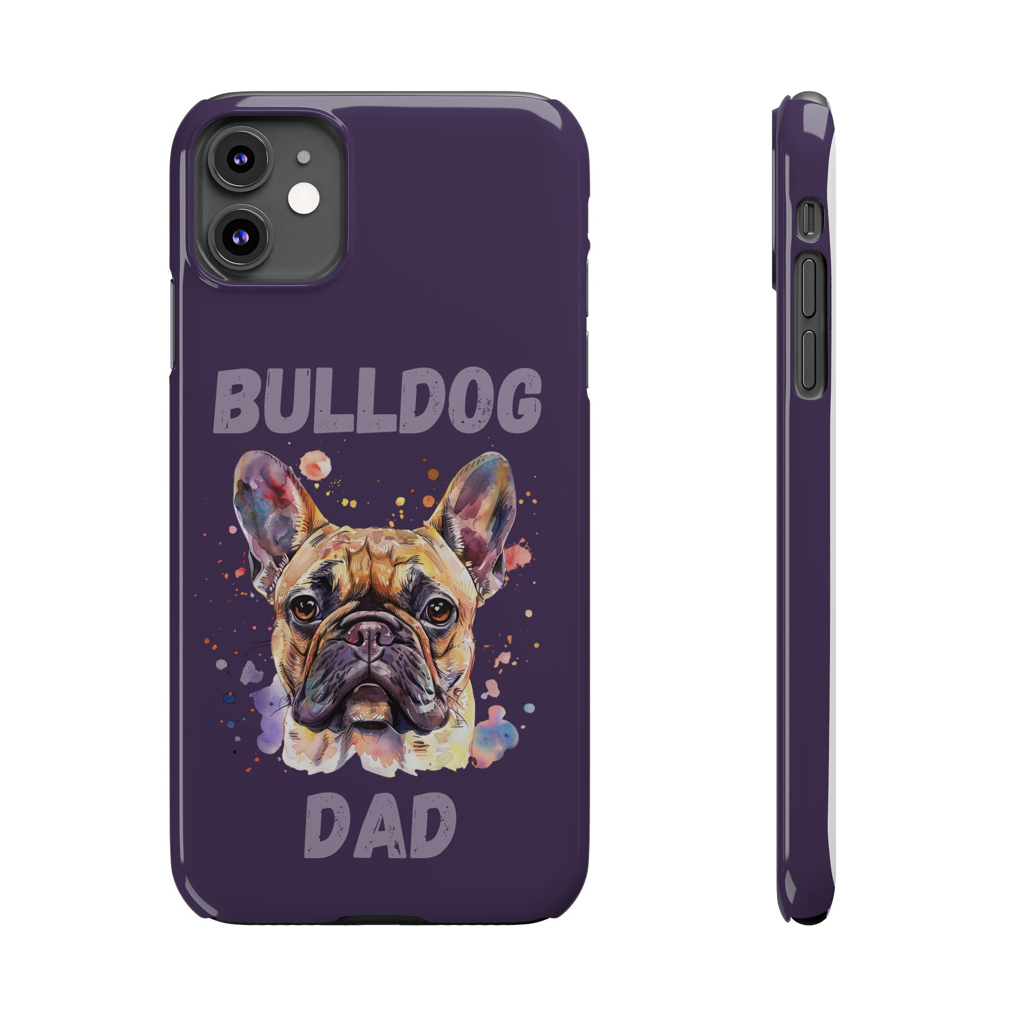 Bulldog Dad iPhone Cases (French/Purple)
