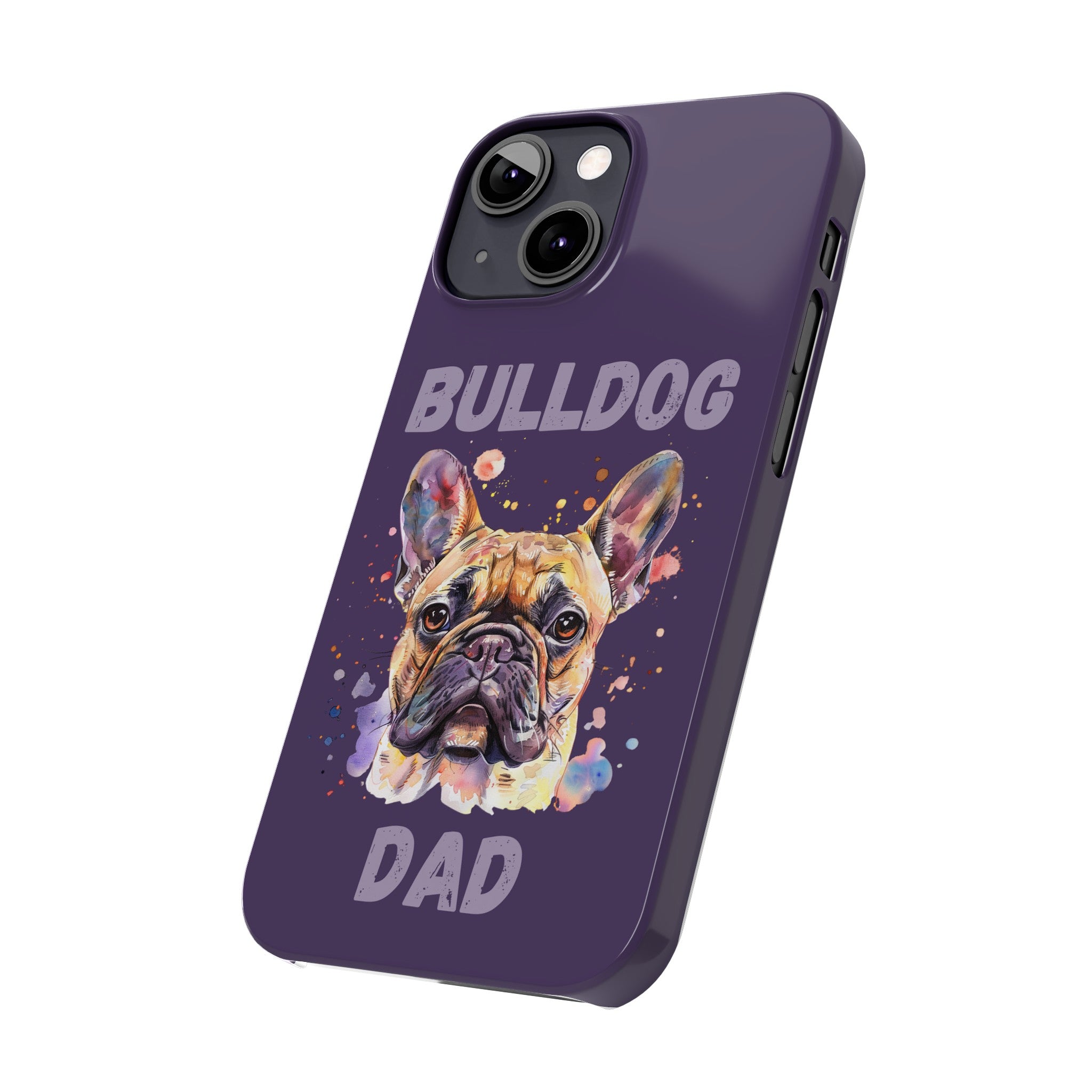 Bulldog Dad iPhone Cases (French/Purple)