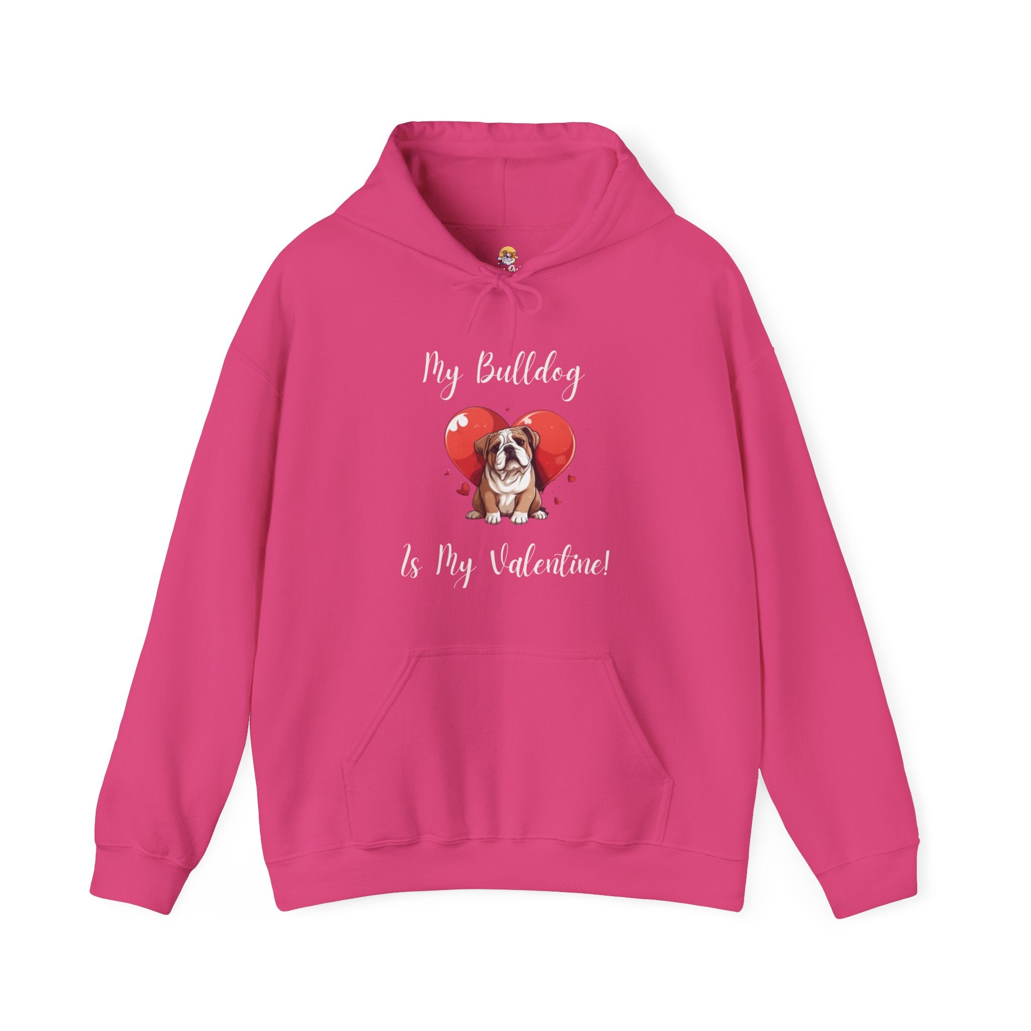 My Bulldog Is My Valentine" - Customizable Bulldog Valentine's Day Hoodie from Tipsy Bully (English/Brown)