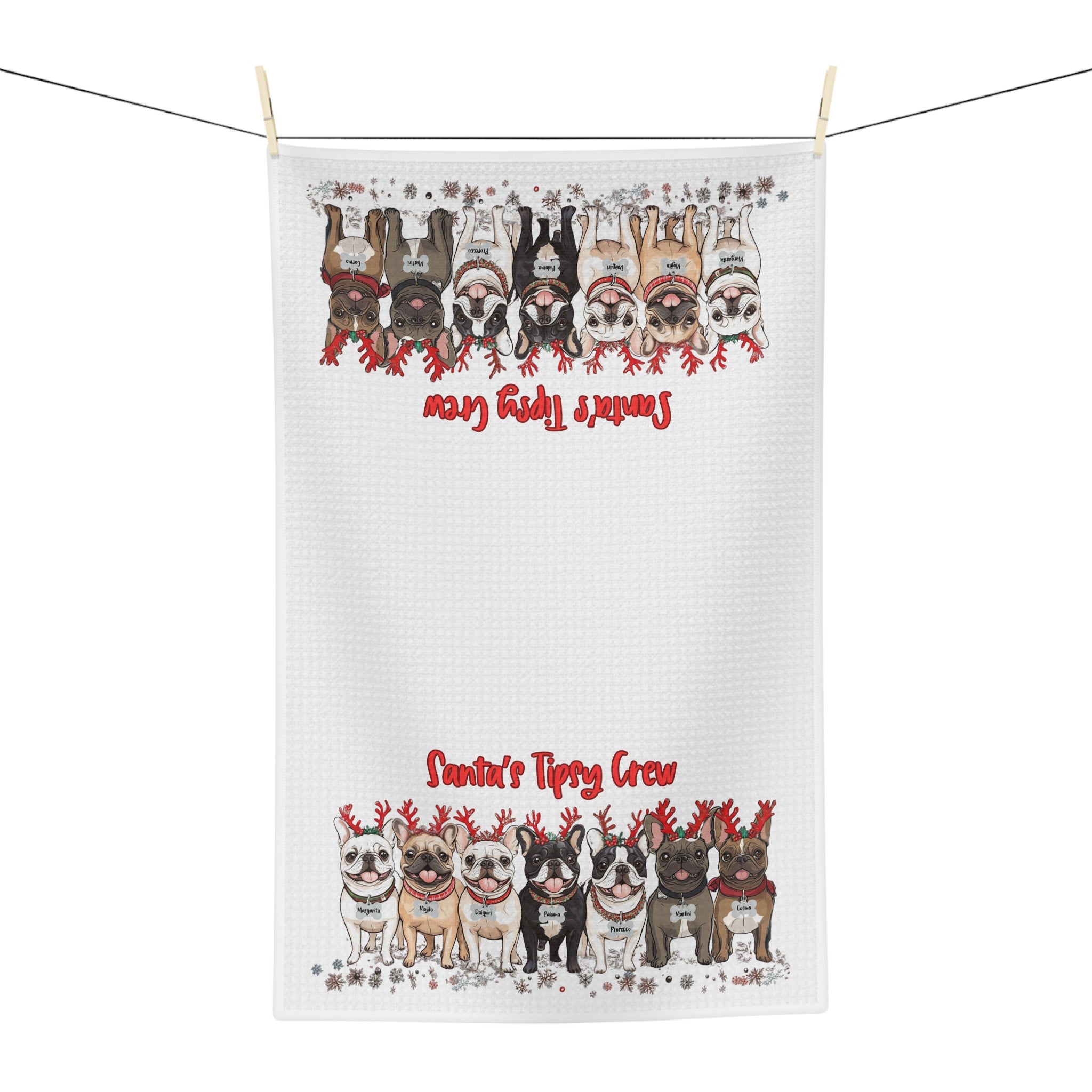 "Santa’s Tipsy Crew" Christmas Microfiber Tea Towel (French)