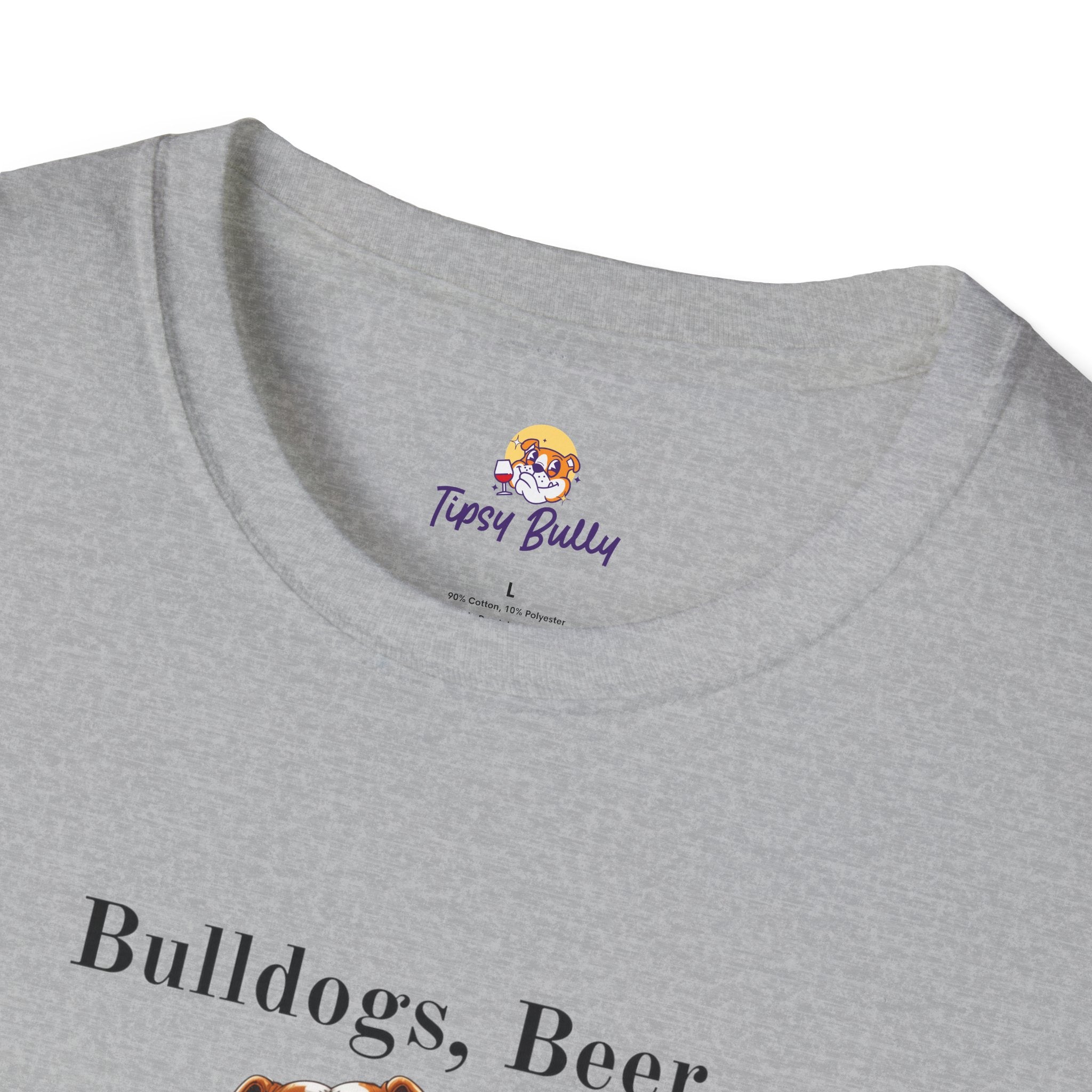 Bulldogs, Beer, and Bad Decisions" Unisex T-Shirt by Tipsy Bully (English/Brown)