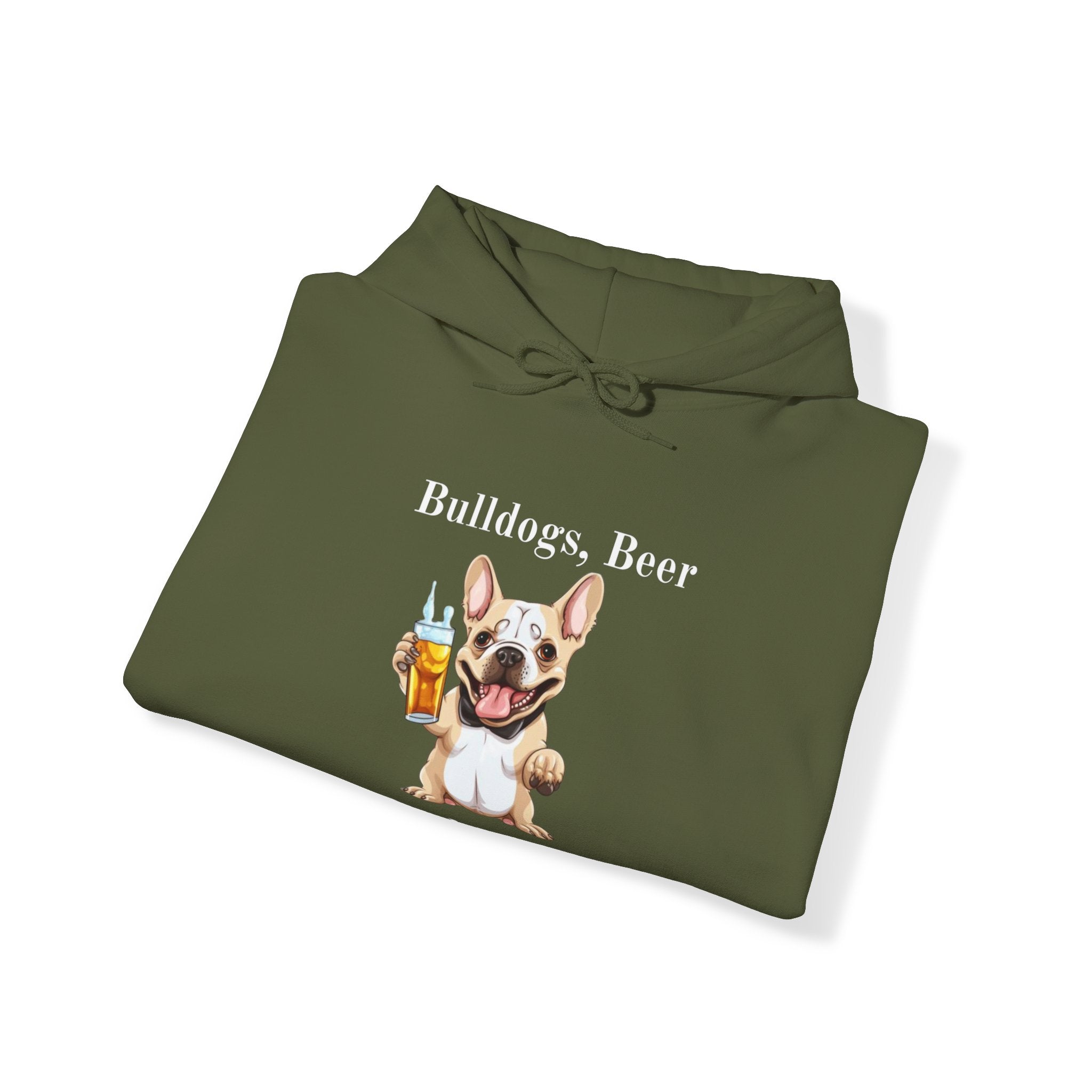 Bulldogs, Beer, and Bad Decisions" Hoodie - Your Go-To Gear for Mischievous Times! (French/Brown)