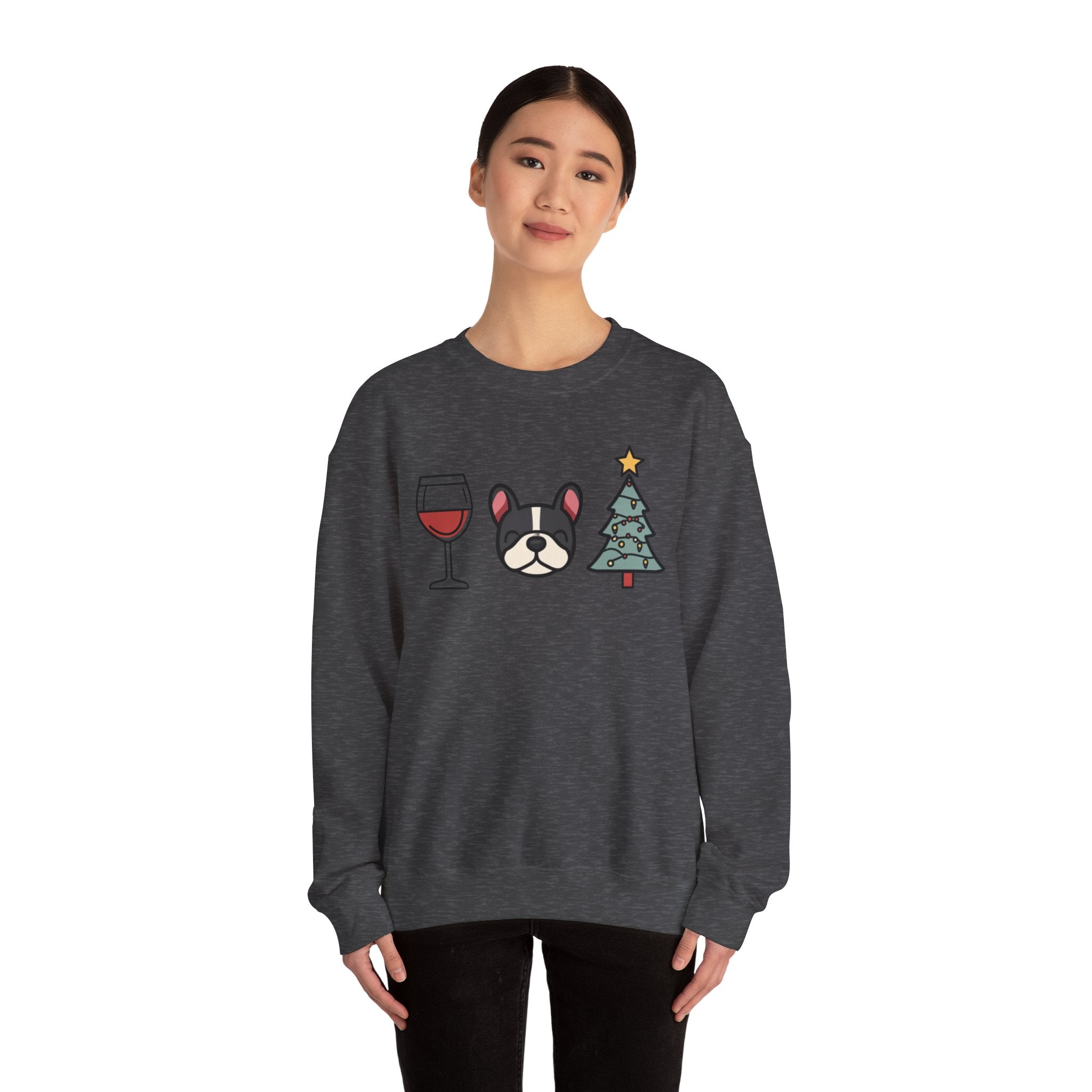 "Santa Paws & Merlot Cheer" Christmas Crewneck Sweatshirt - Unisex (French)