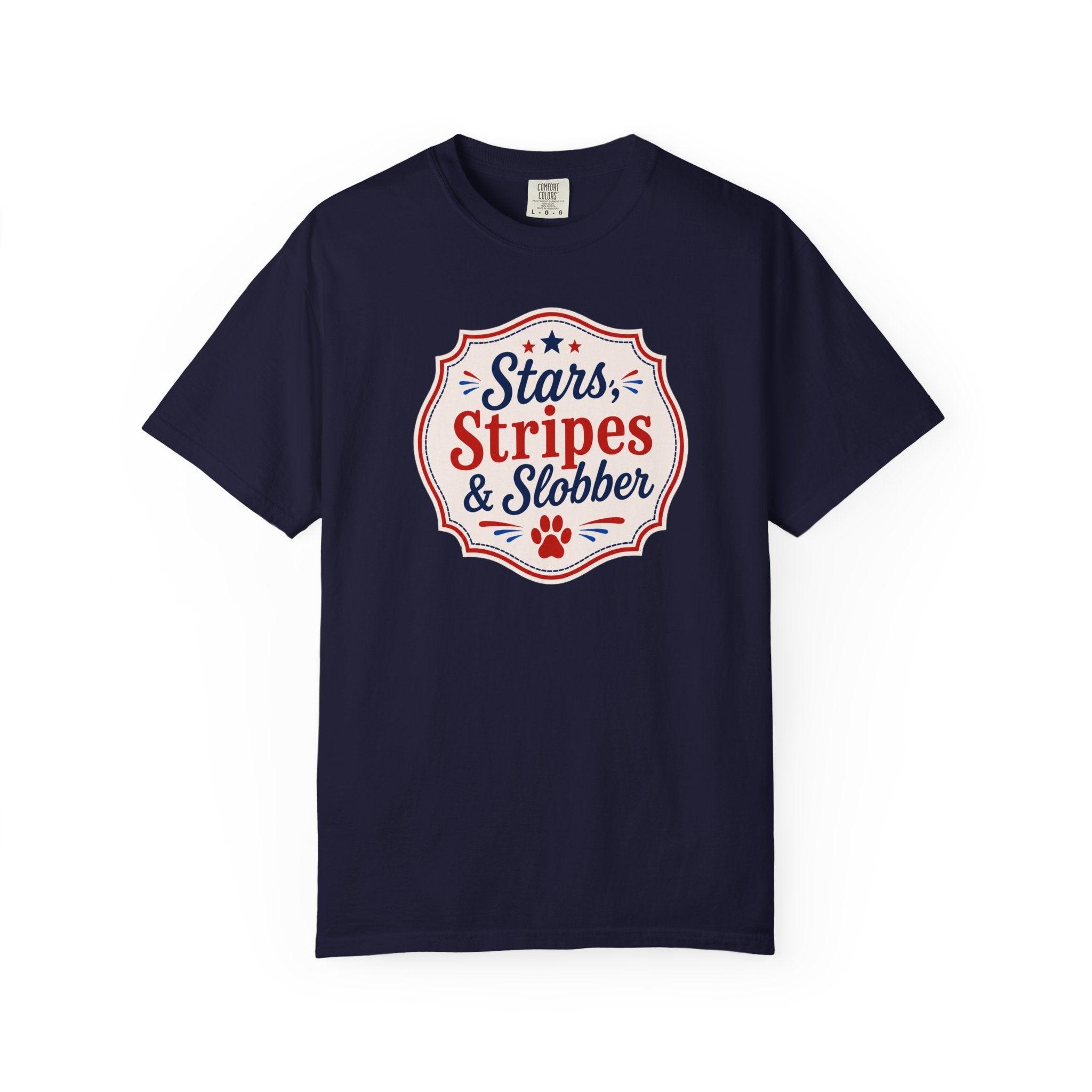 Stars, Stripes & Slobber Bulldog T-Shirt | Patriotic Garment-Dyed Tee (English)