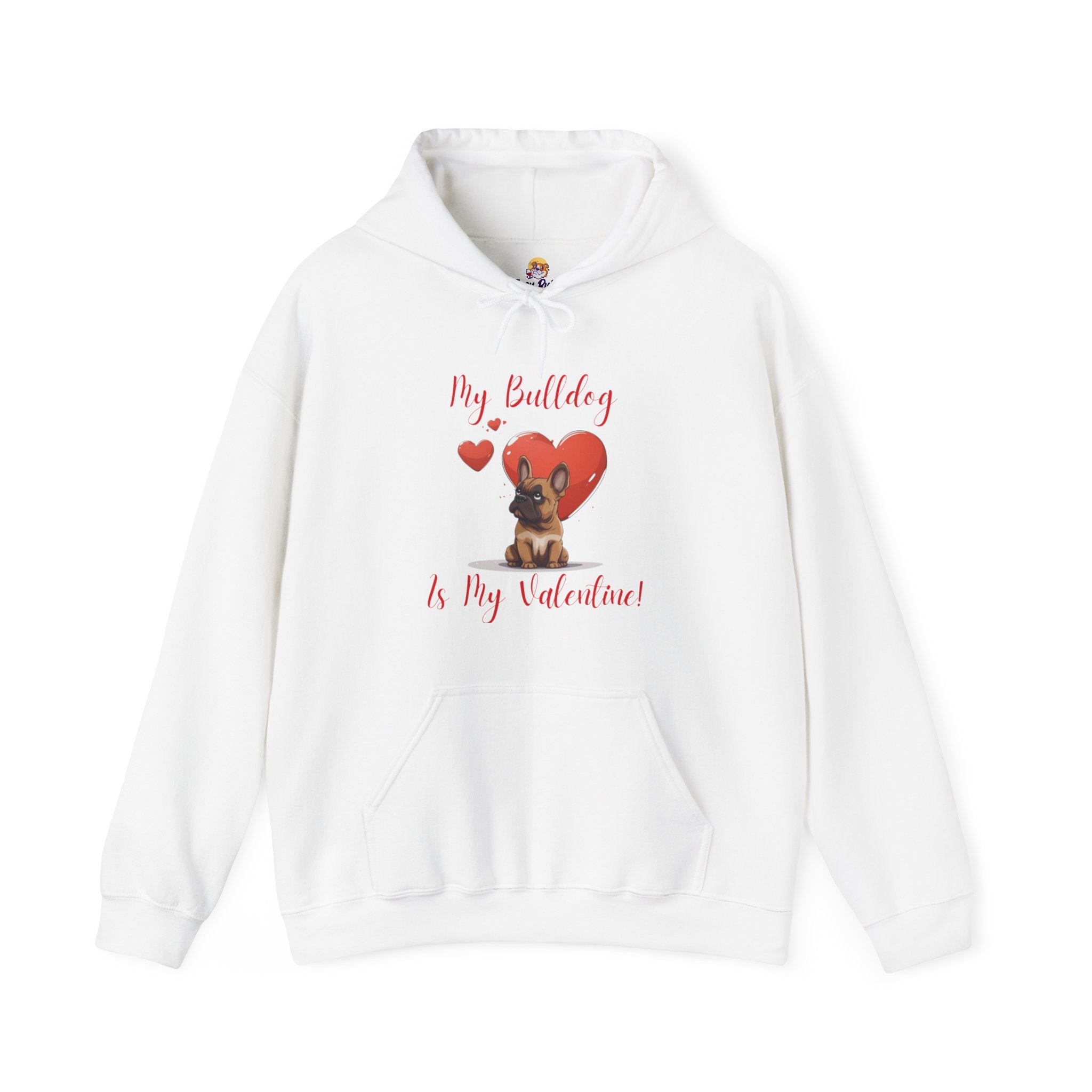 My Bulldog Is My Valentine" - Customizable Bulldog Valentine's Day Hoodie from Tipsy Bully (French/Brown)