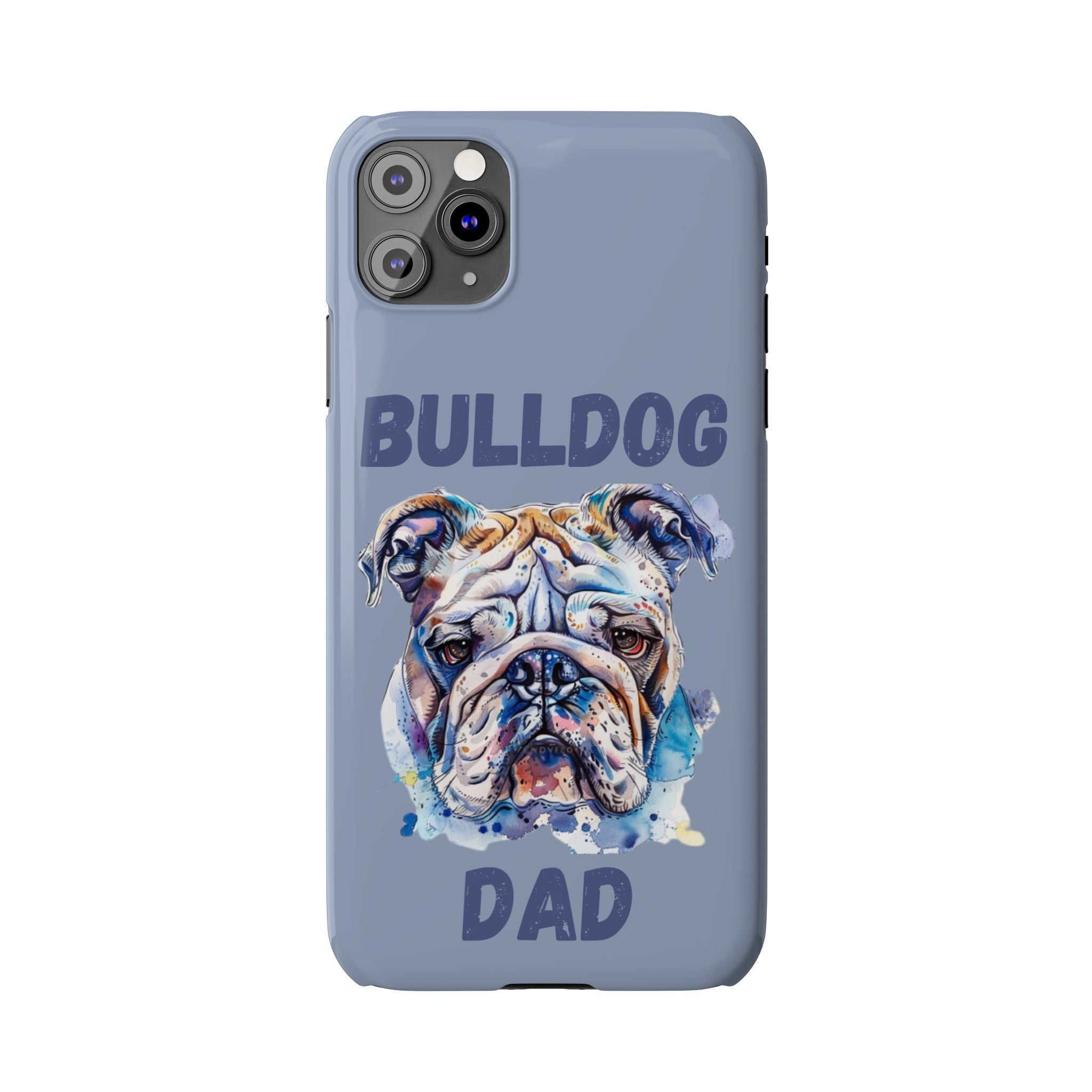 Bulldog Dad iPhone Cases (English/Watercolor)