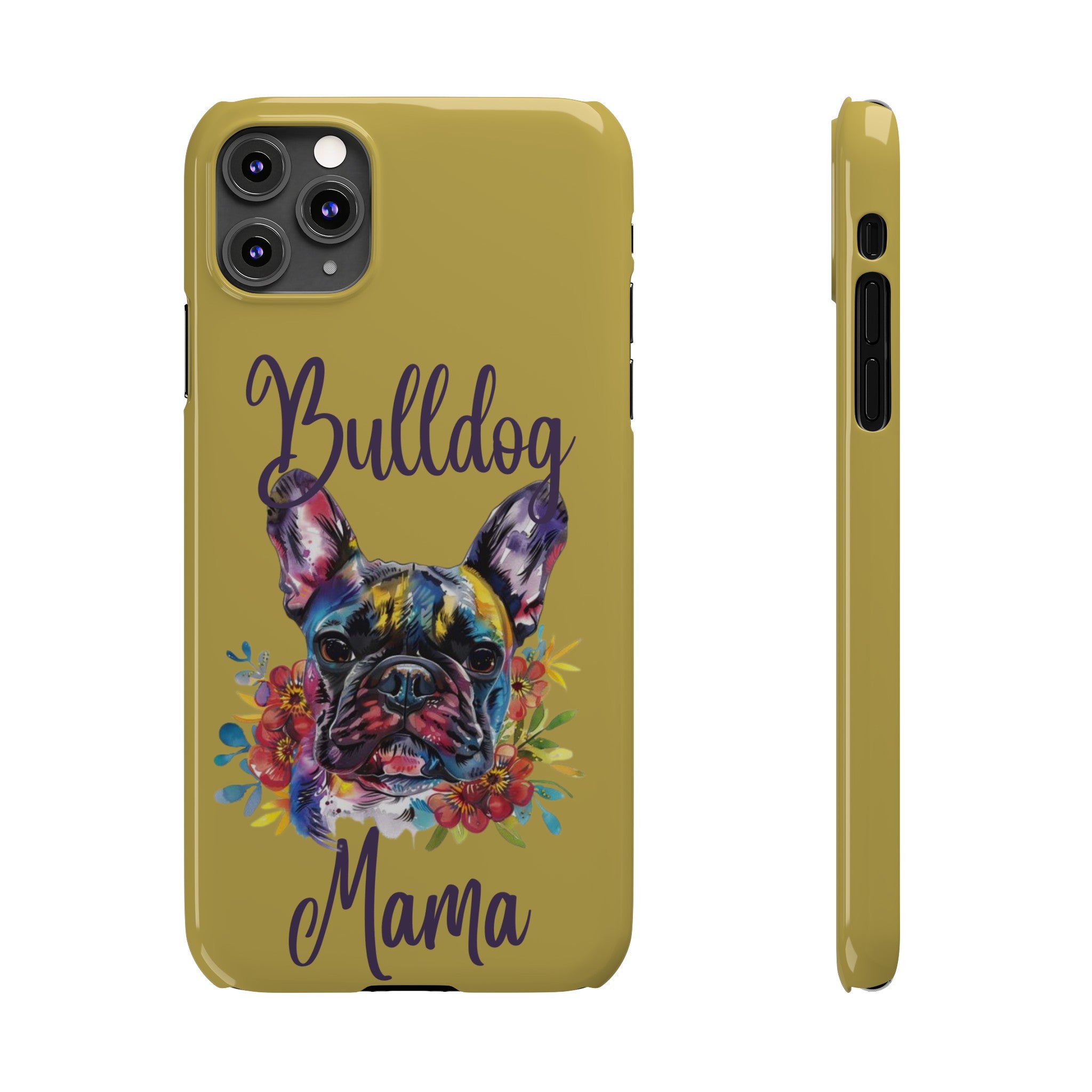 Bulldog Mama iPhone Cases (French/Lime)