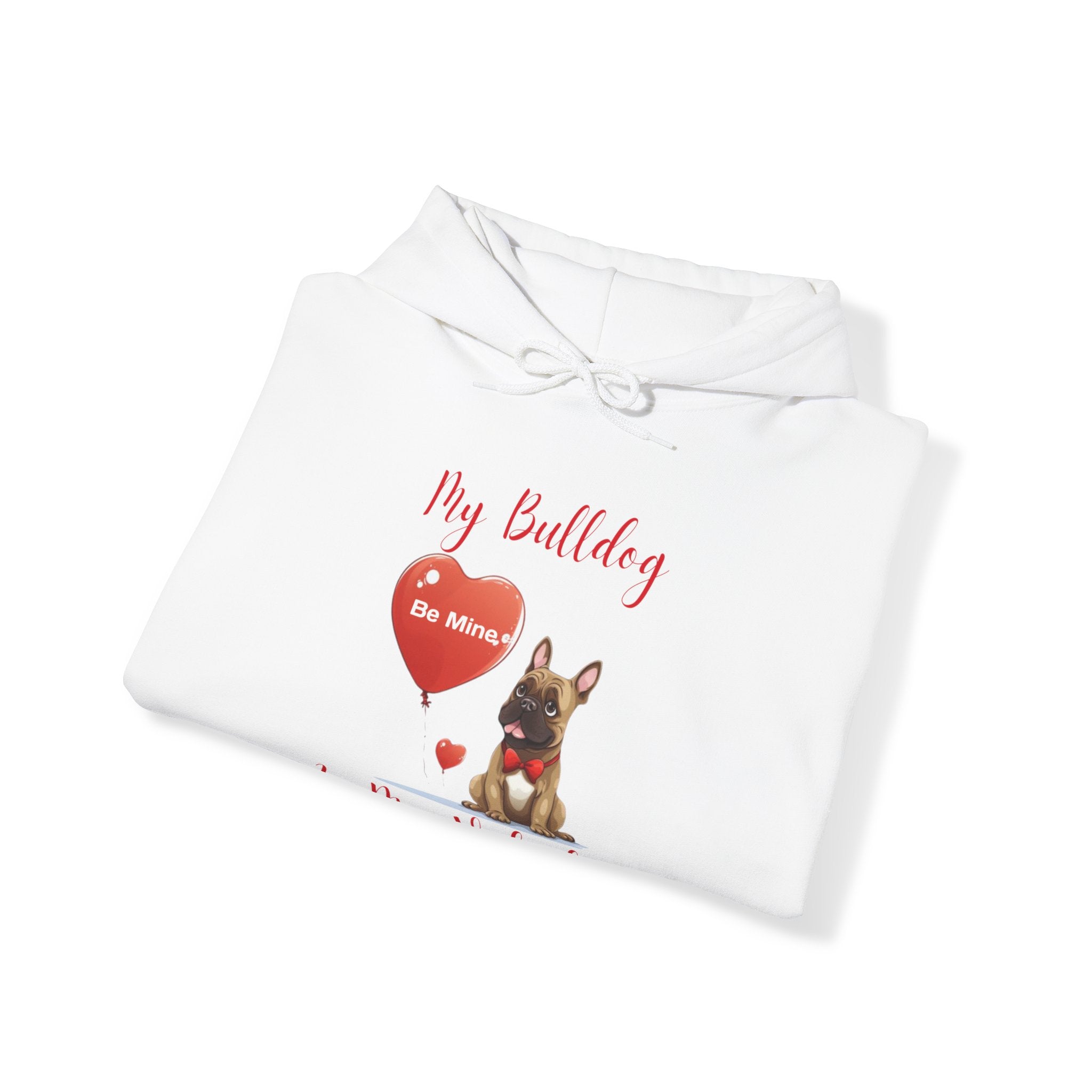 My Bulldog Is My Valentine" - Customizable Bulldog Valentine's Day Hoodie from Tipsy Bully (French/Brown)