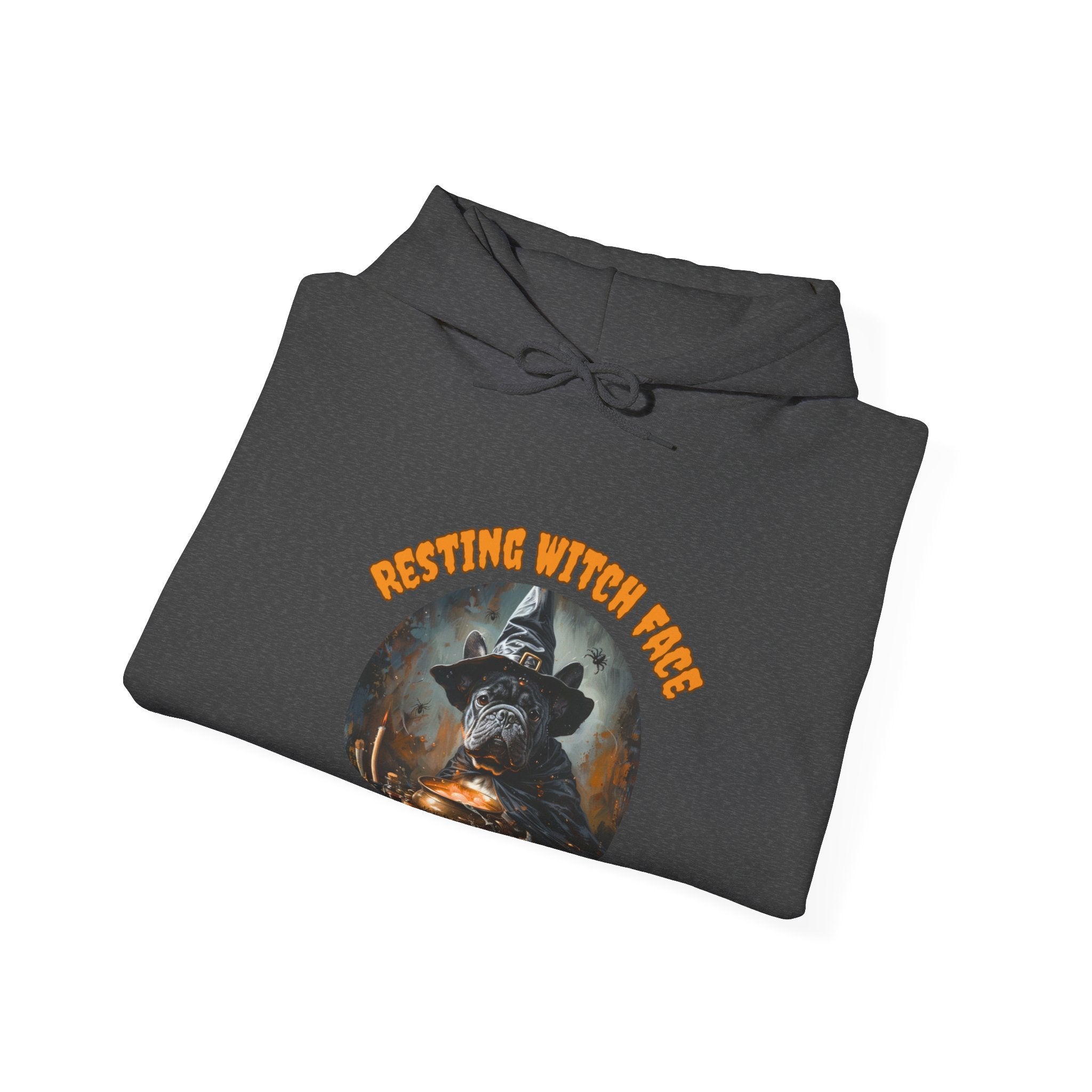 "Resting Witch Face" Halloween Bulldog Hoodie (Black/French)