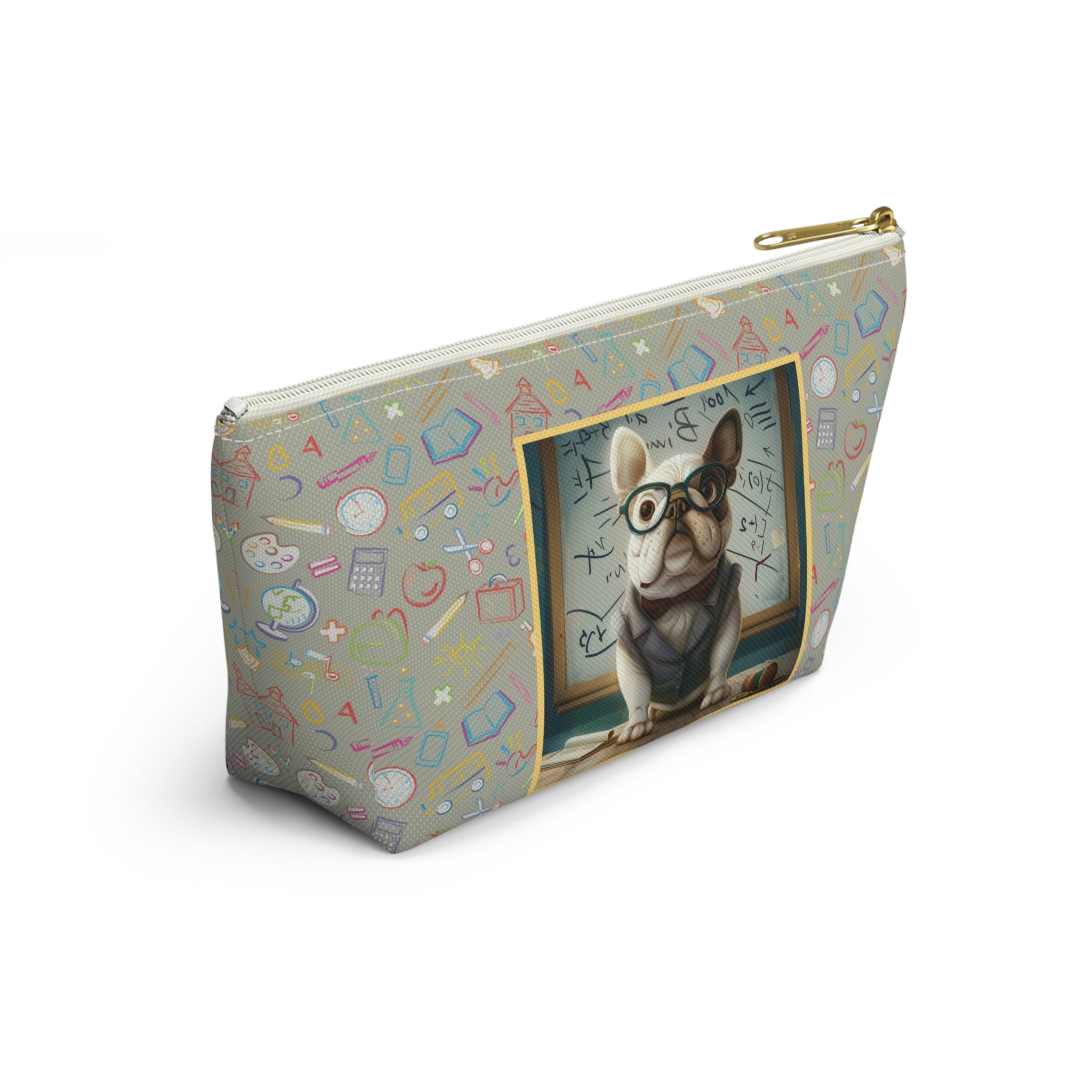Smarty Paws Back-to-School Bulldog Accessory Pouch lifestyle photo - French Bulldog mom bags | Tipsy Bully