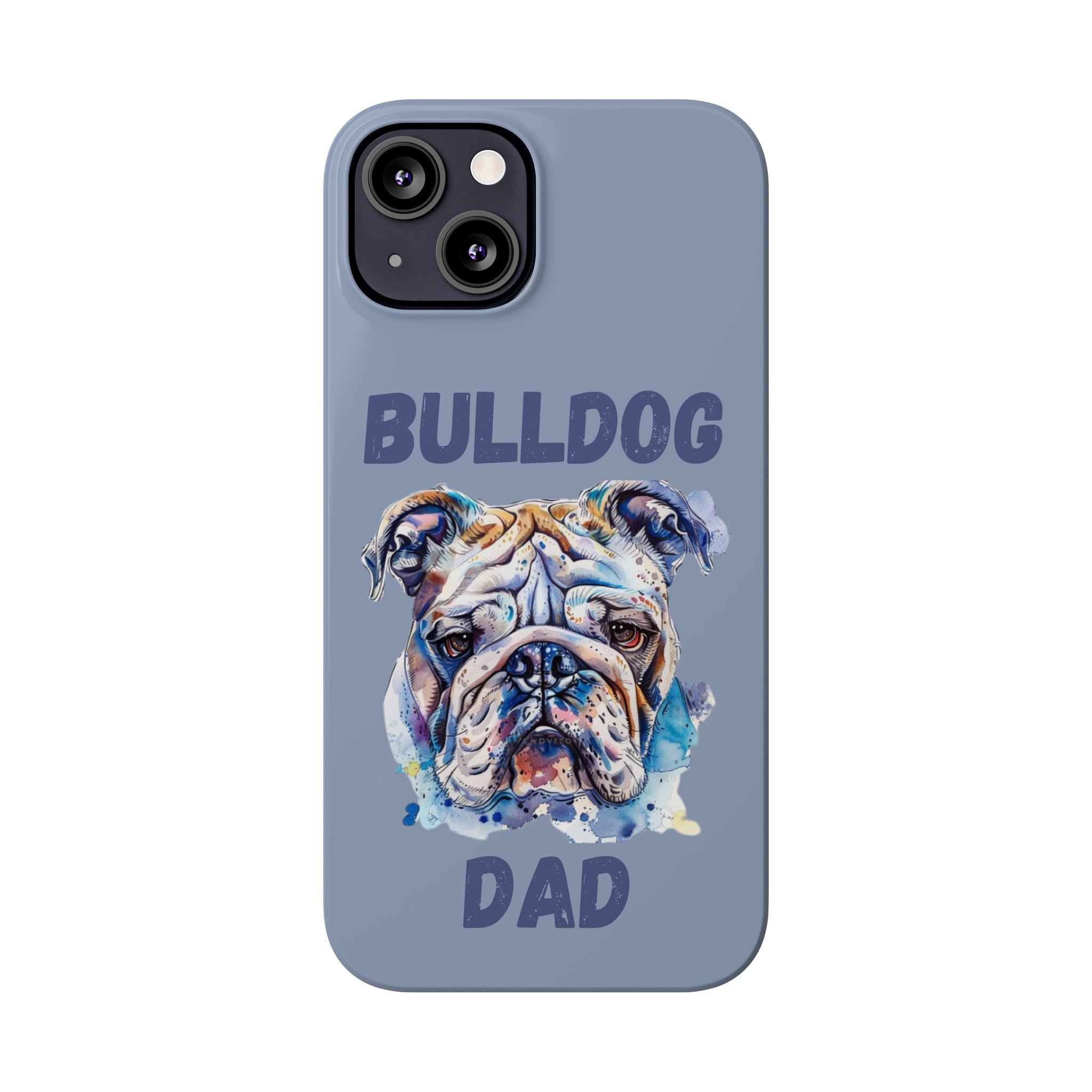 Bulldog Dad iPhone Cases (English/Watercolor)