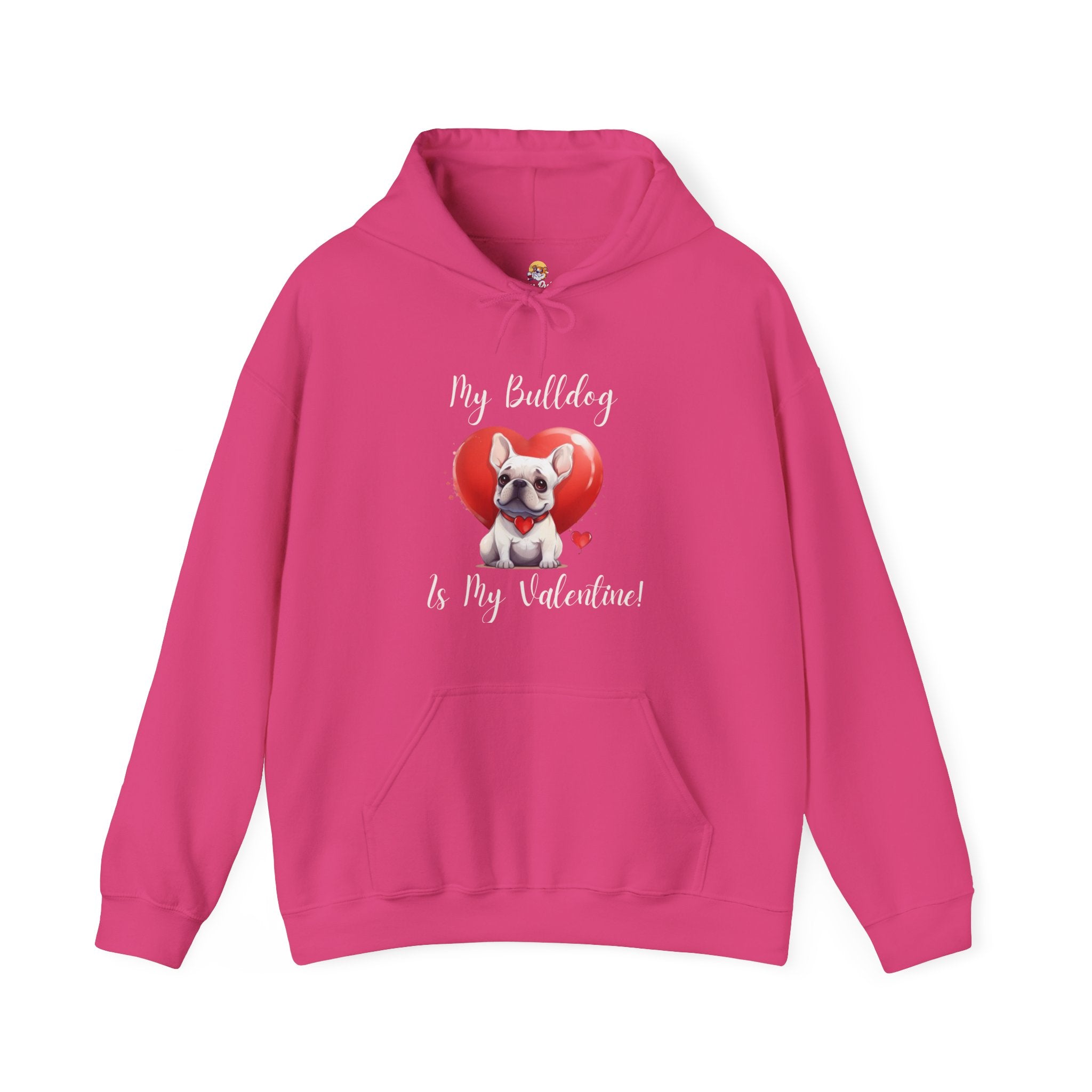 My Bulldog Is My Valentine" - Customizable Bulldog Valentine's Day Hoodie from Tipsy Bully (French/White)