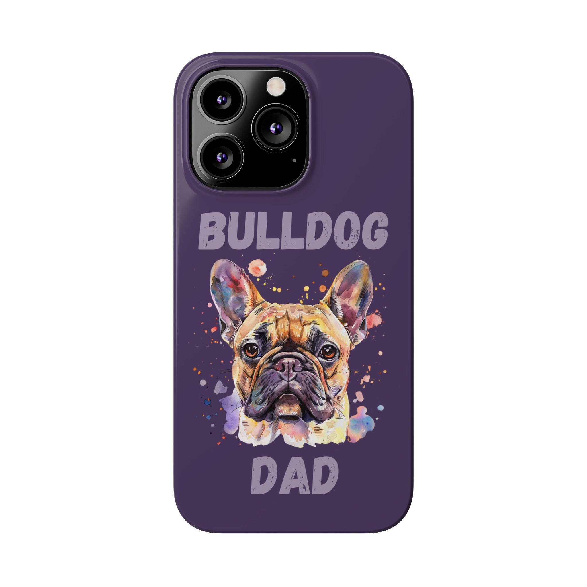 Bulldog Dad iPhone Cases (French/Purple)