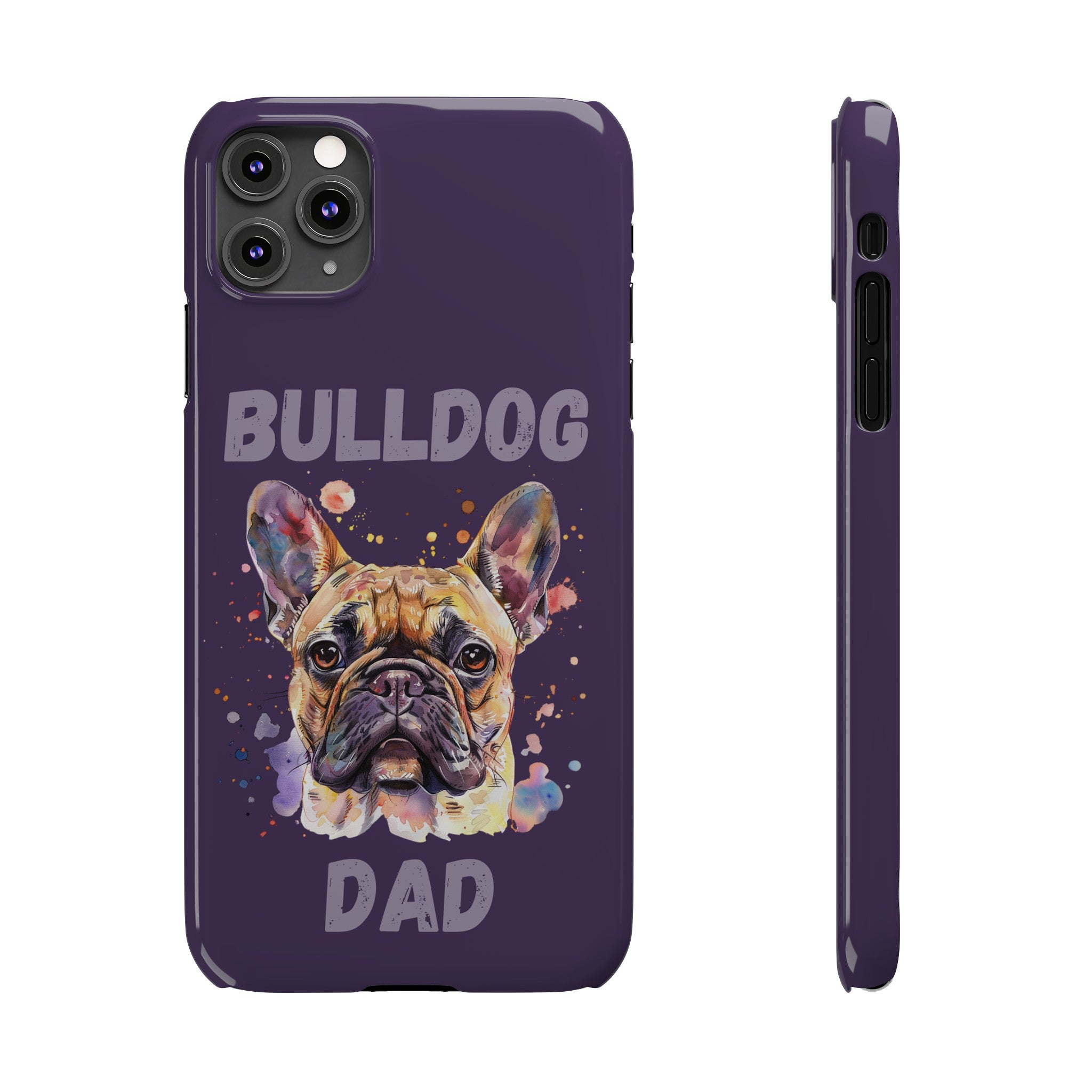 Bulldog Dad iPhone Cases (French/Purple)