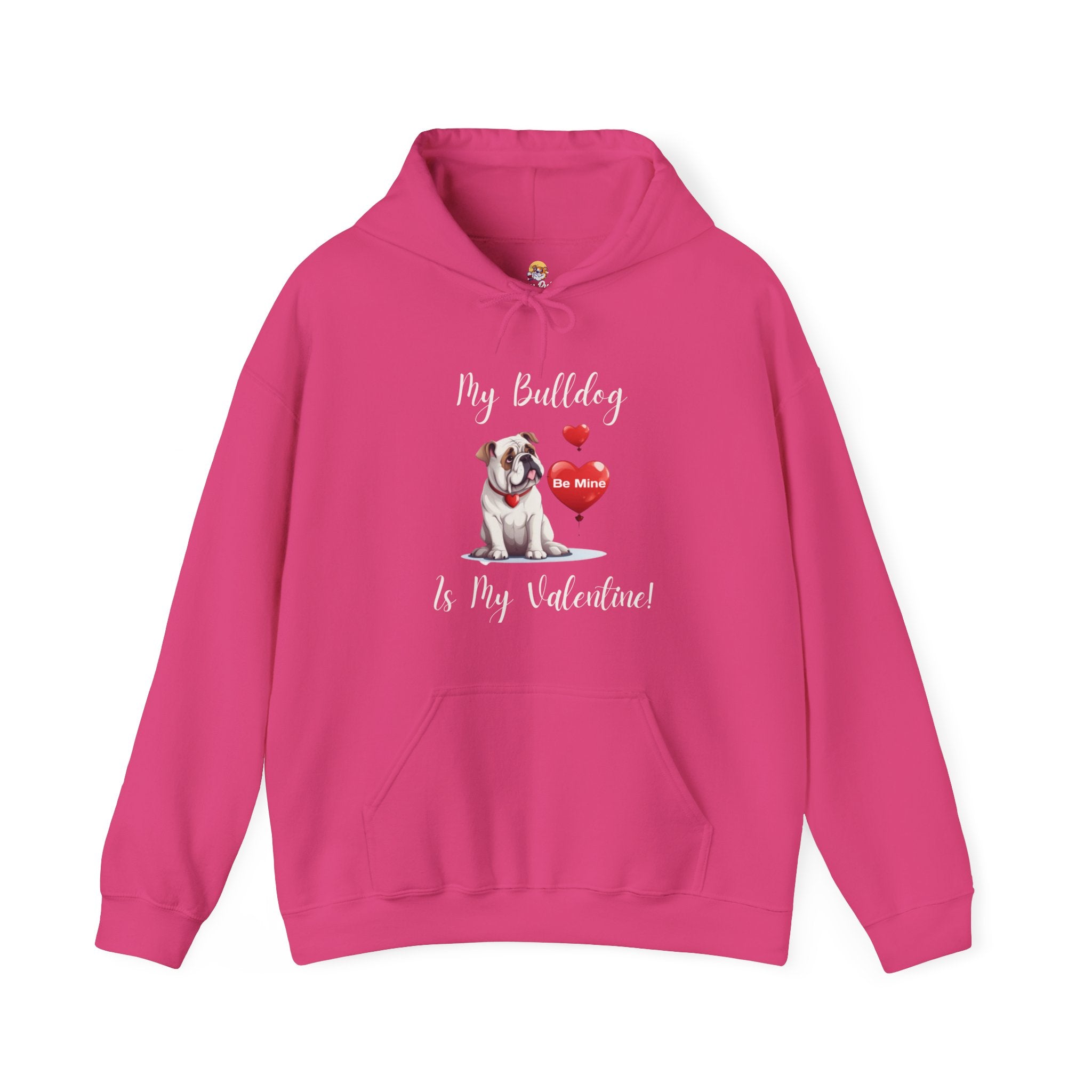 My Bulldog Is My Valentine" - Customizable Bulldog Valentine's Day Hoodie from Tipsy Bully (English/White)