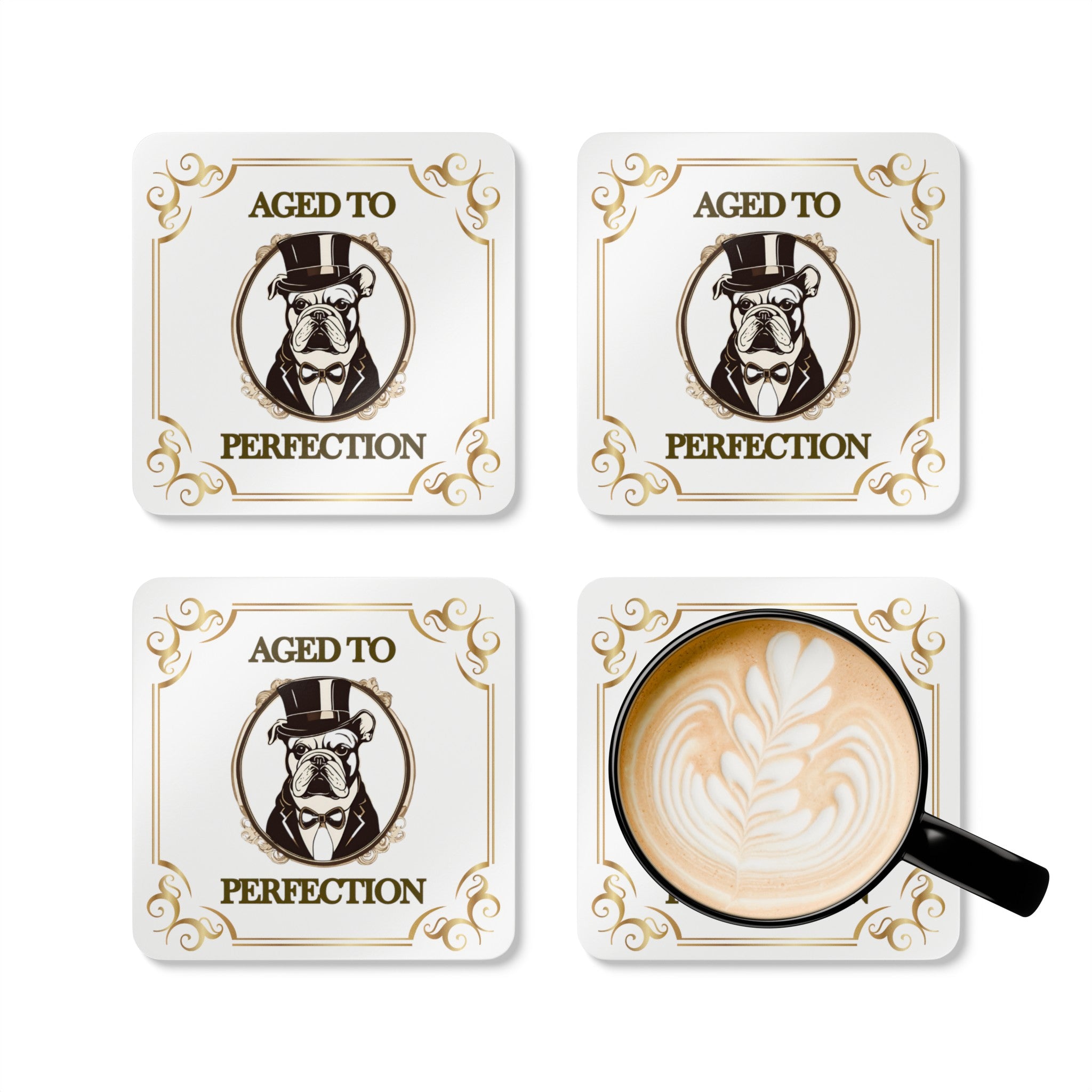 Aged to Perfection Tipsy Bully Coaster Set (English)