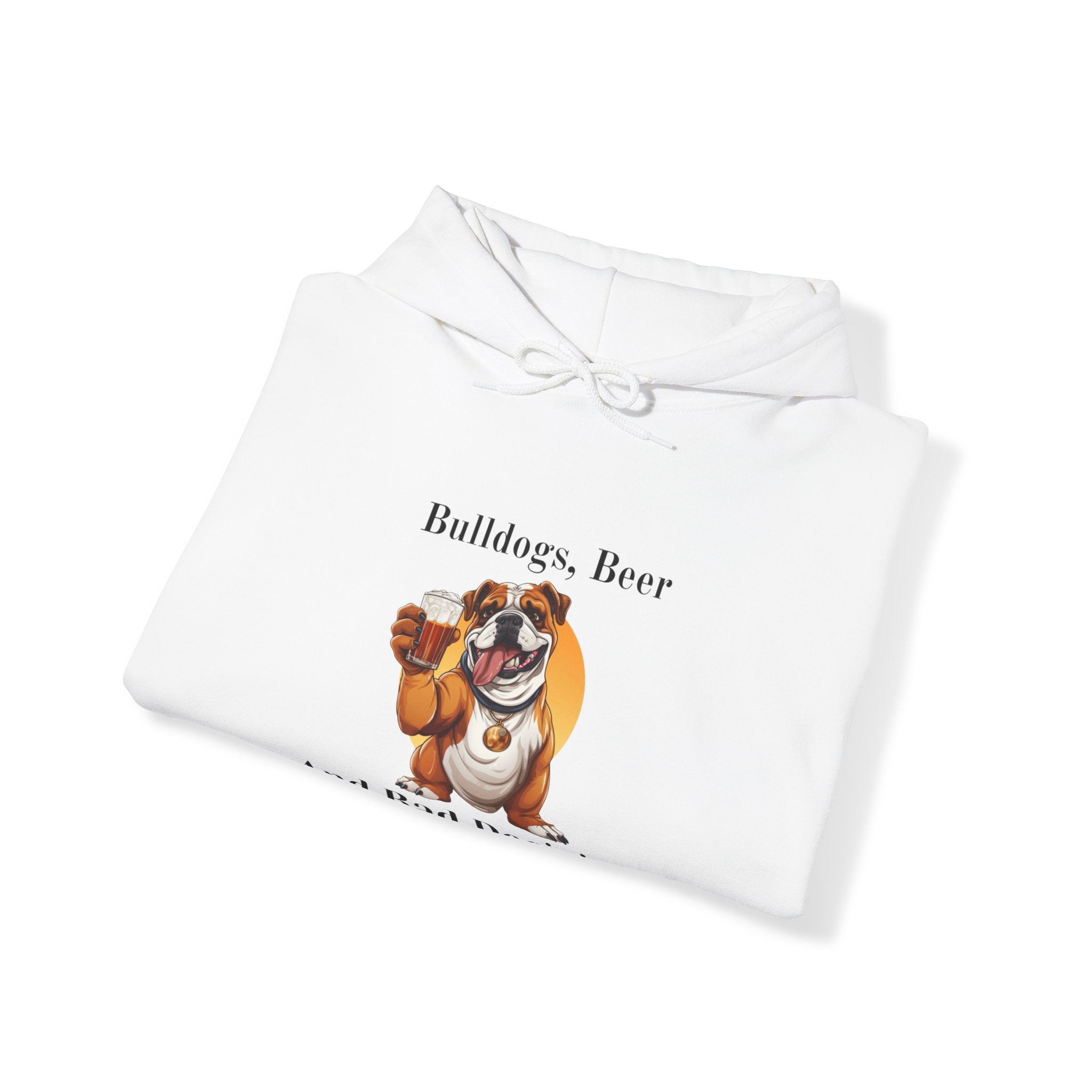 Bulldogs, Beer, and Bad Decisions" Hoodie - Your Go-To Gear for Mischievous Times! (English/Brown)