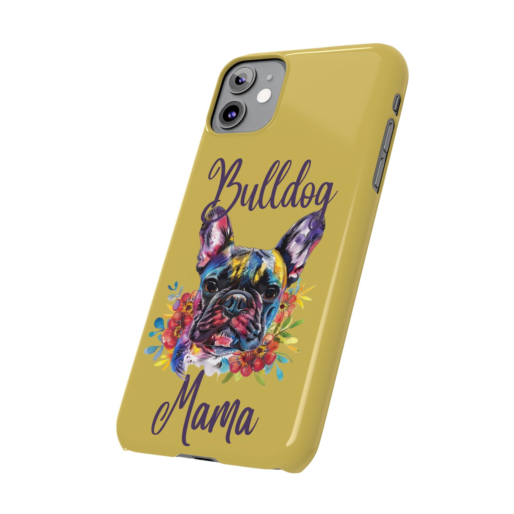 Bulldog Mama iPhone Cases (French/Lime)