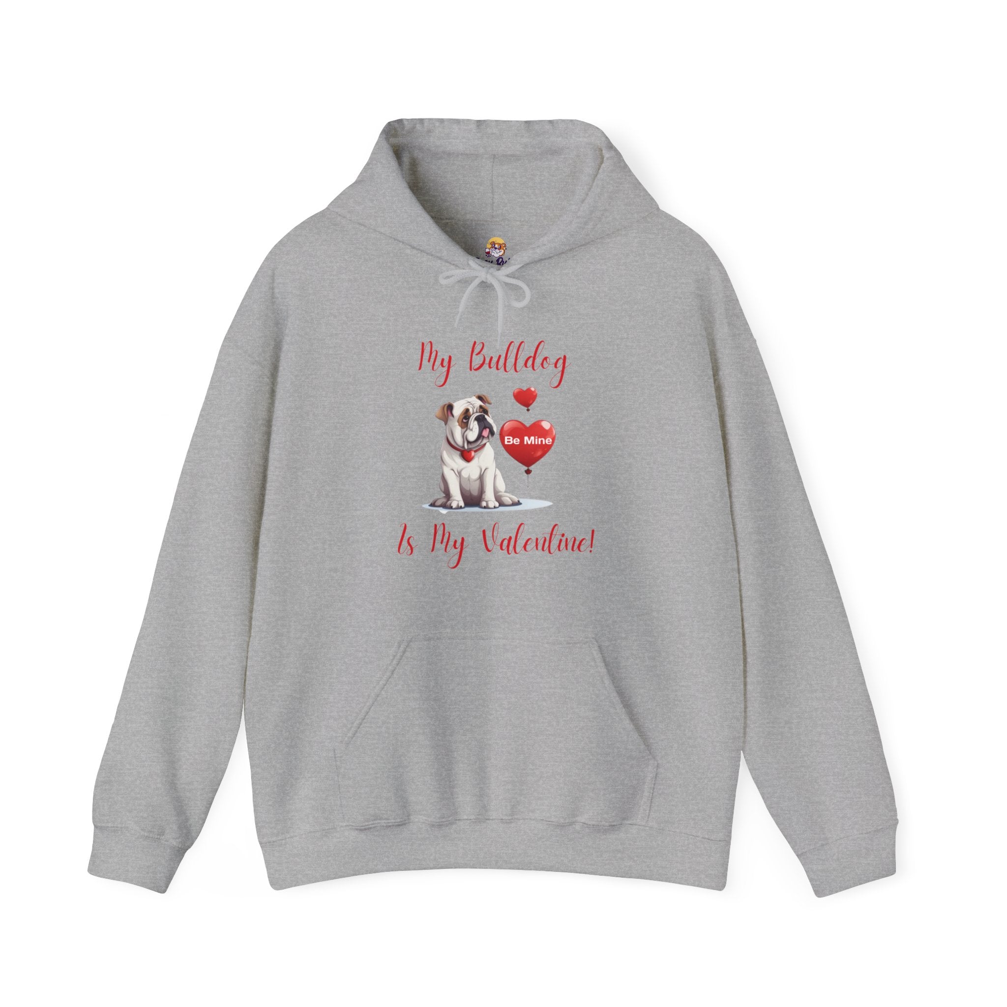 My Bulldog Is My Valentine" - Customizable Bulldog Valentine's Day Hoodie from Tipsy Bully (English/White)