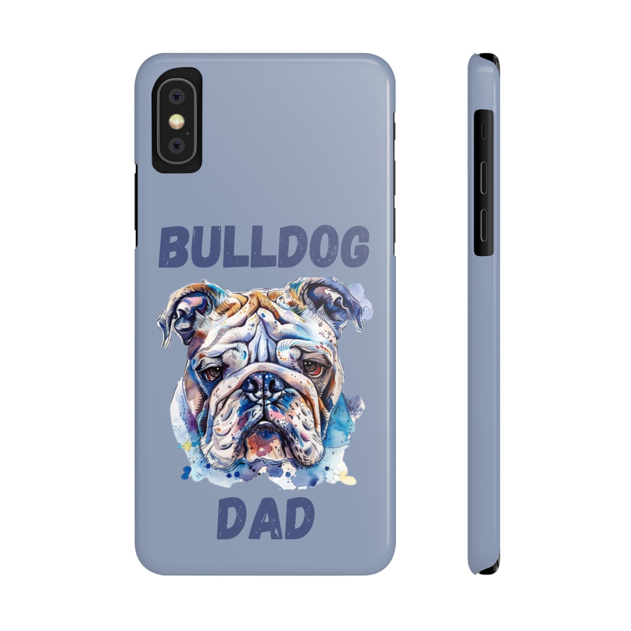 Bulldog Dad iPhone Cases (English/Watercolor)