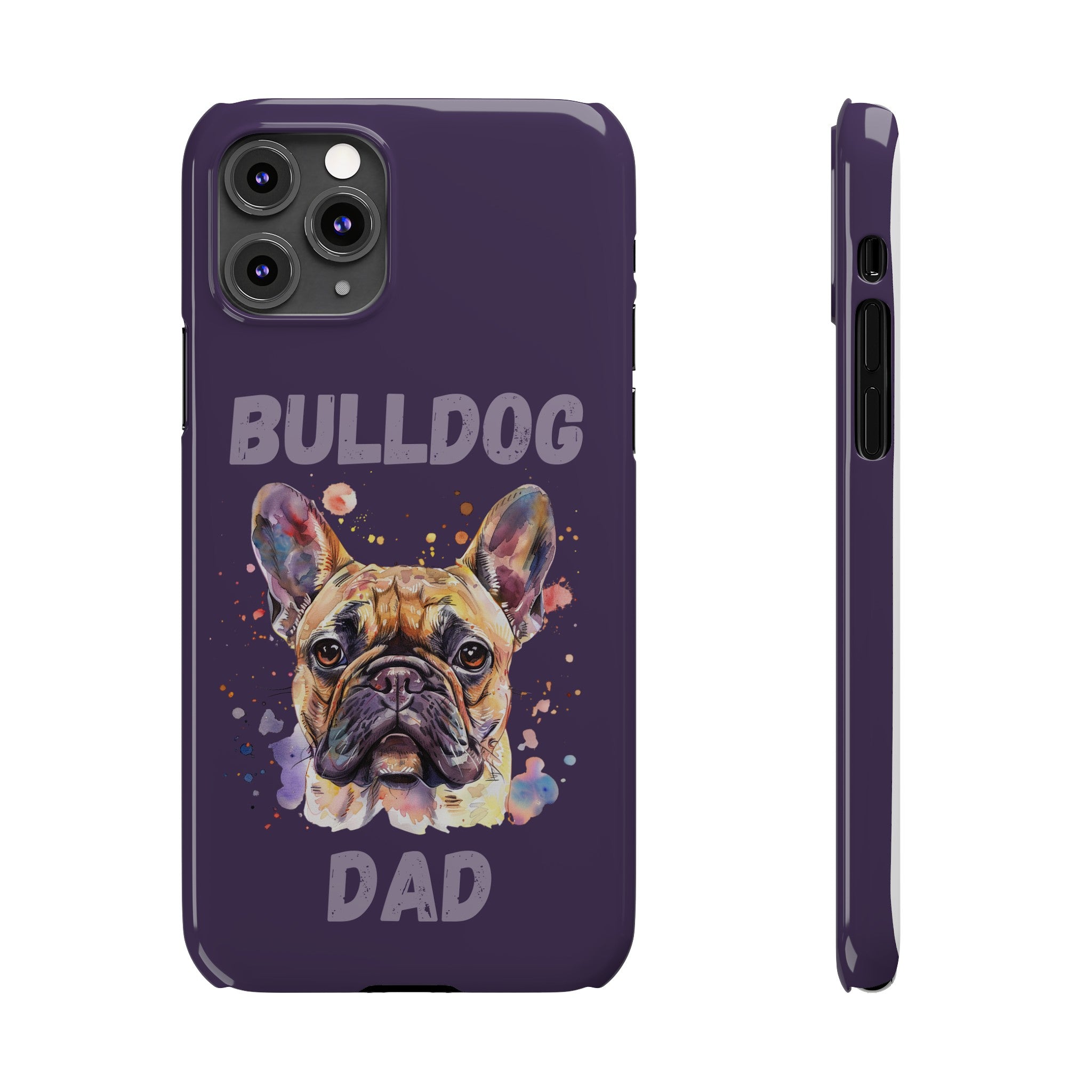 Bulldog Dad iPhone Cases (French/Purple)