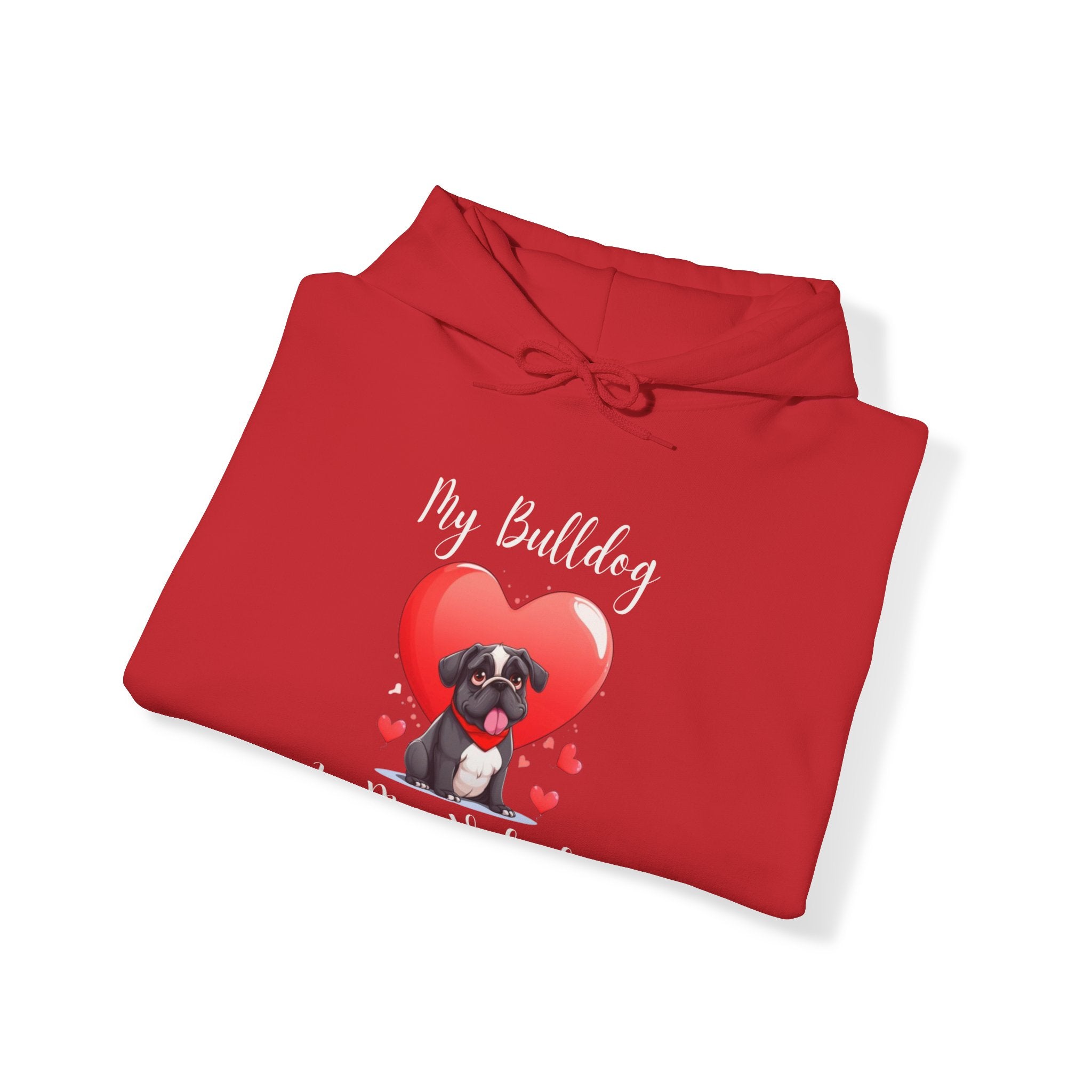 My Bulldog Is My Valentine - Customizable Bulldog Valentine's Day Hoodie from Tipsy Bully (English/Black)