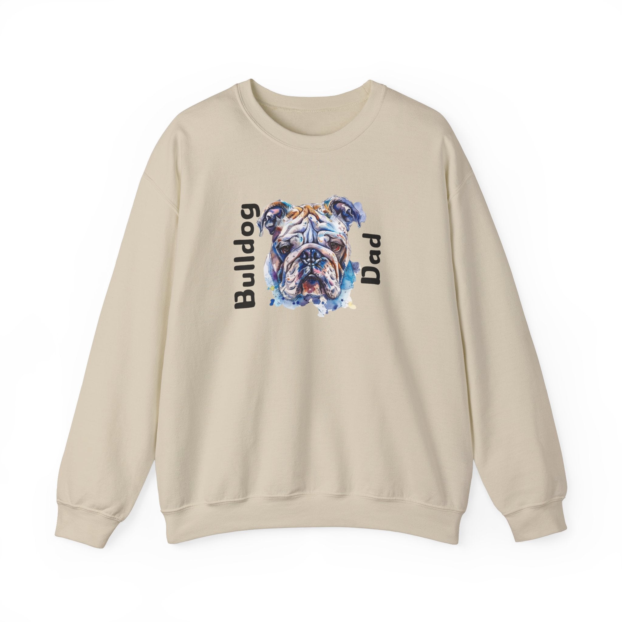Bulldog Dad crew neck sweatshirt size chart - English Bulldog mom gift | Tipsy Bully